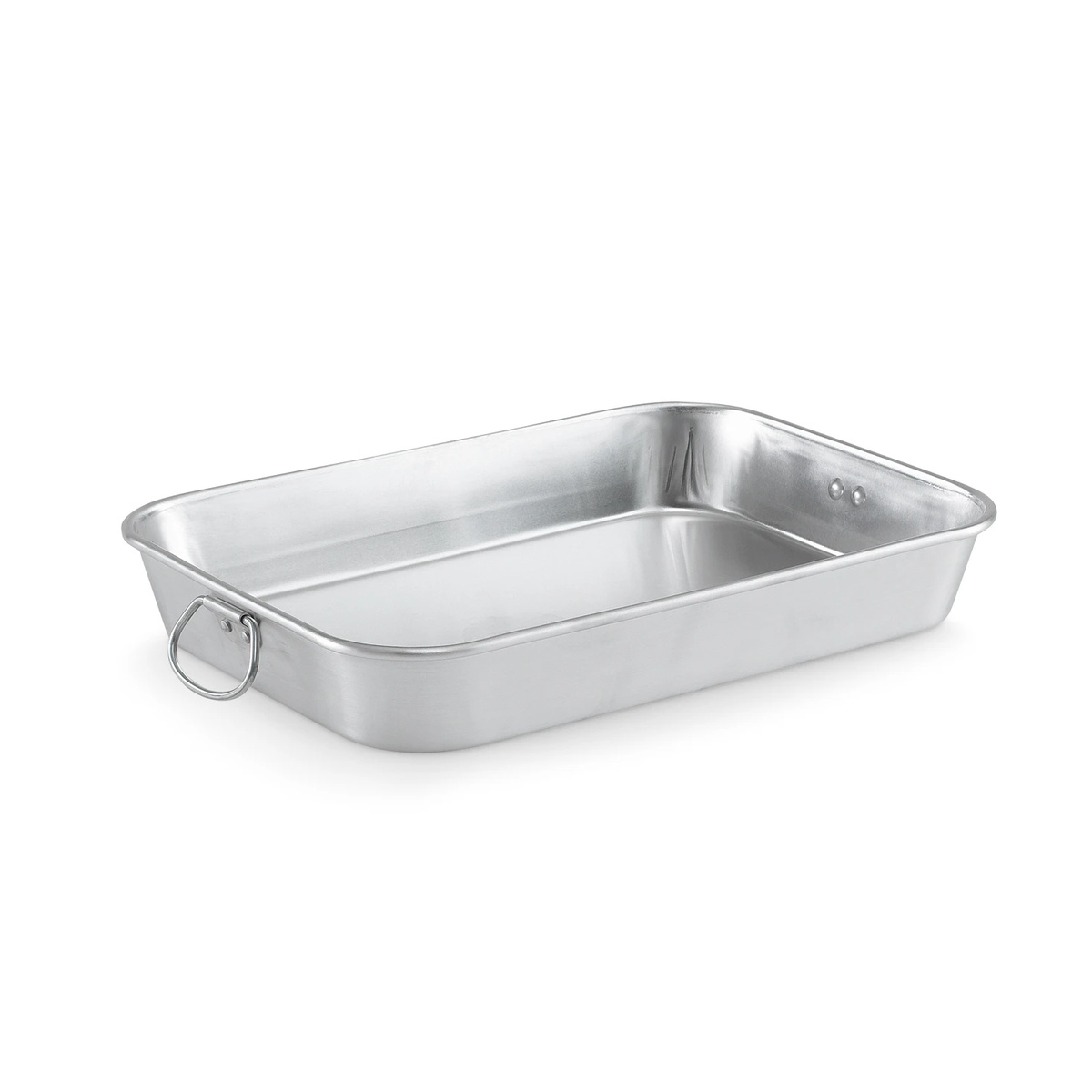 Vollrath 68080 Wear-Ever Economy aluminum bake and roast pan with loop handle, natural finish, viewed from above at an angle