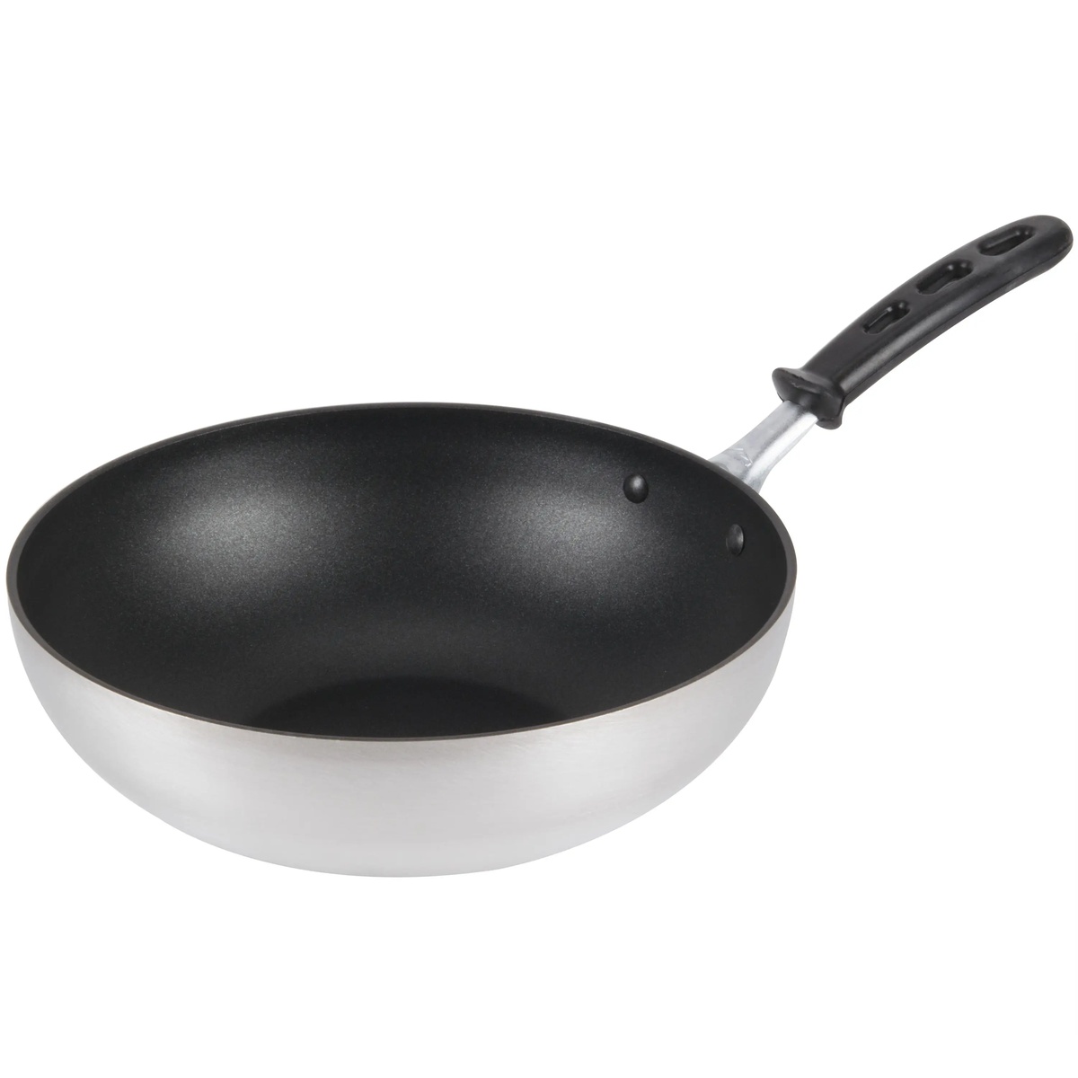 Vollrath 68120 11-inch aluminum stir-fry pan with SteelCoat x3 nonstick interior and black TriVent silicone handle