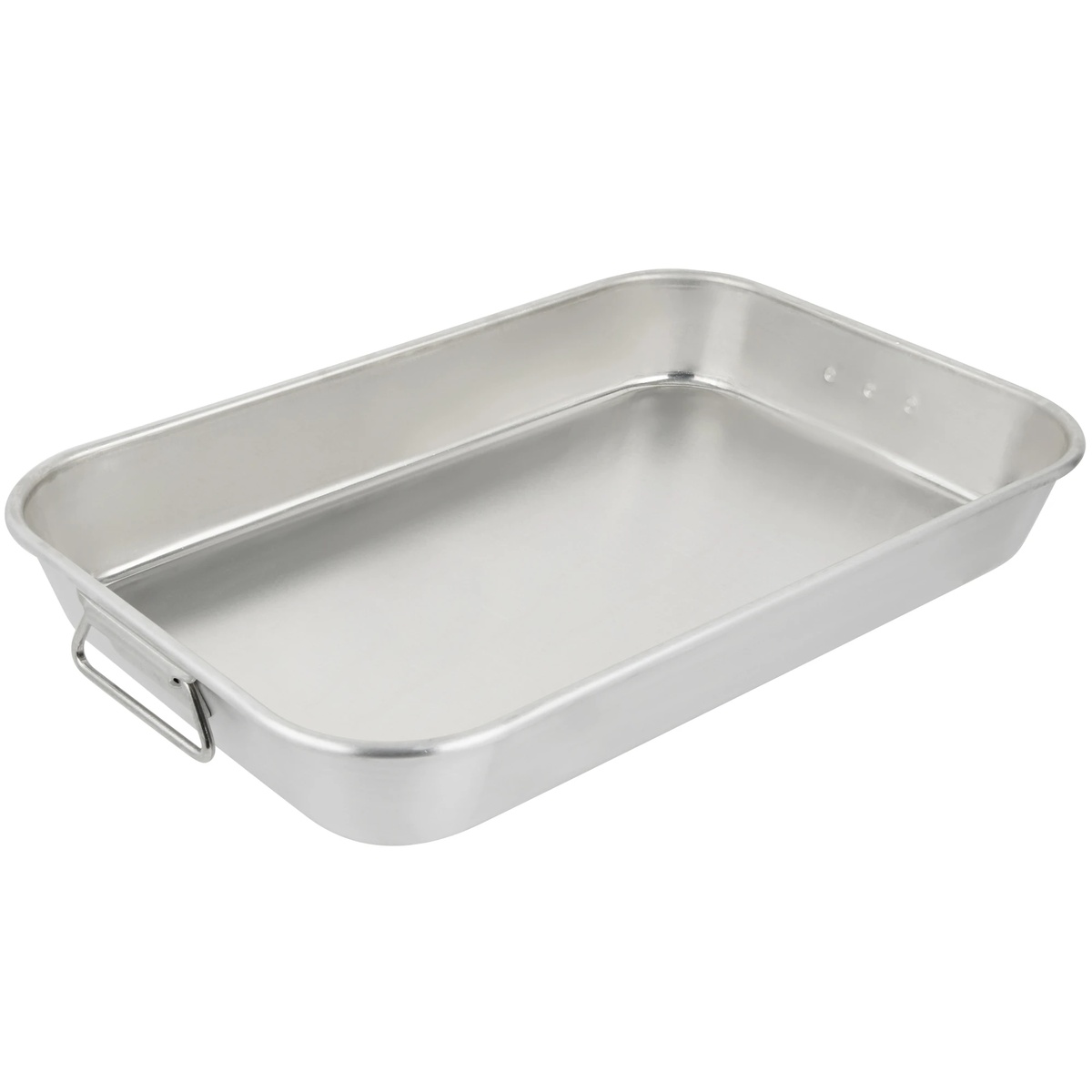 Vollrath 68257 rectangular aluminum roasting pan with folding drop handles