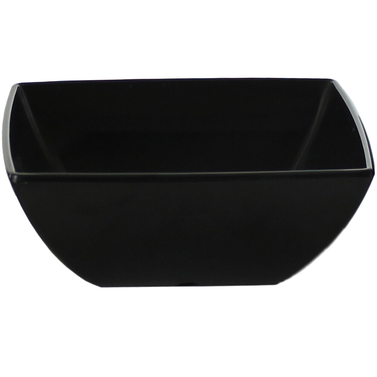 Thunder Group 69004BK black square melamine bowl shown from a slight angle on a white background