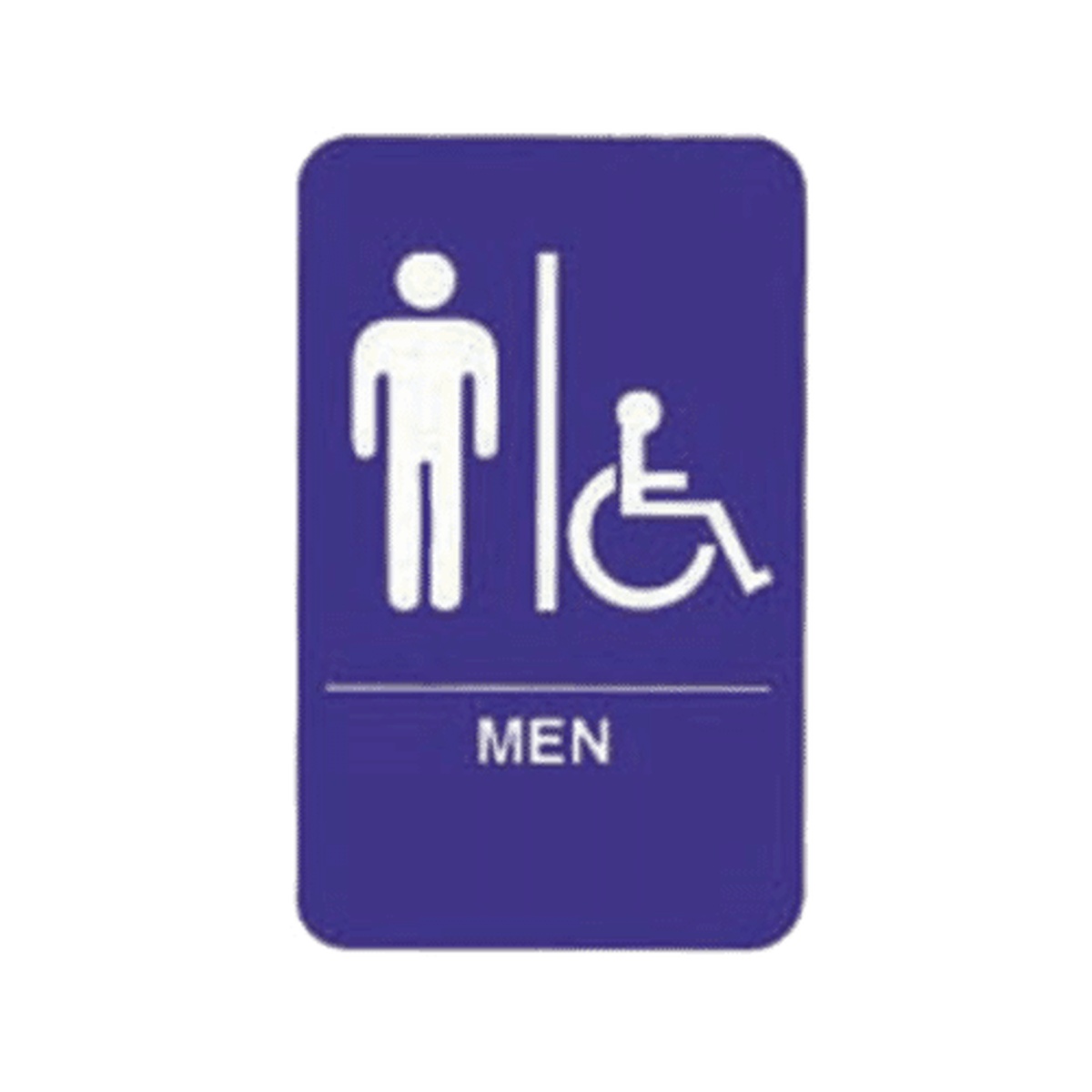 Tablecraft 695631 blue men and accessible restroom sign with white male figure, wheelchair symbol, and MEN text