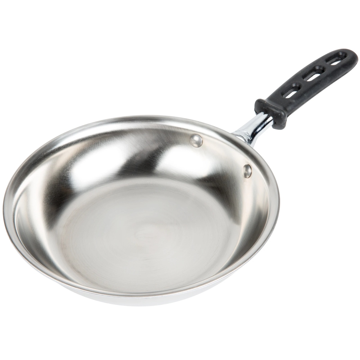 Vollrath 69808 Tribute 8-inch stainless steel fry pan with natural finish and black TriVent silicone handle