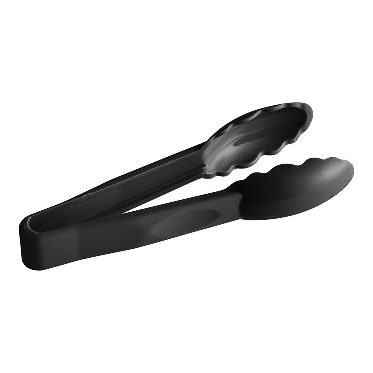 Cambro 6TGS110 Lugano 6-inch black scallop grip plastic tongs isolated on white background