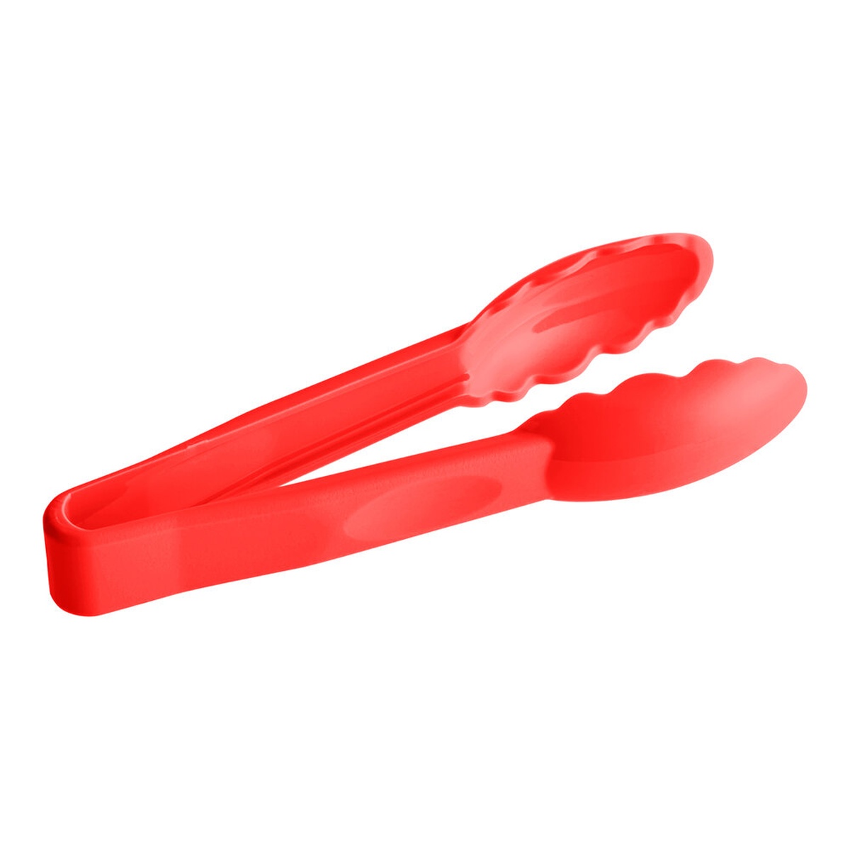 Cambro 6TGS404 Lugano 6-inch red scallop grip plastic tong, full product view