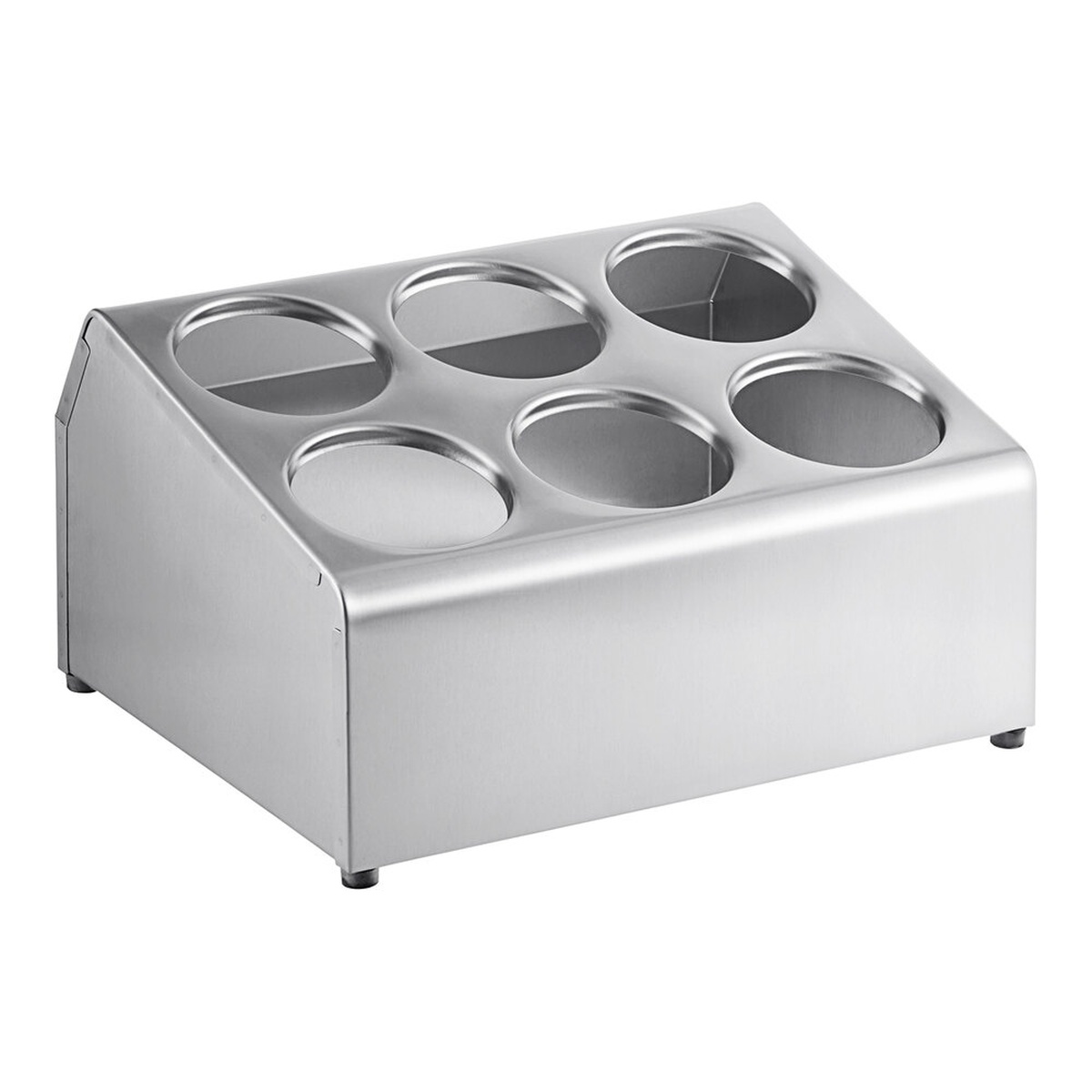 TableCraft 7062 six-hole two-tier stainless steel flatware cylinder holder on white background