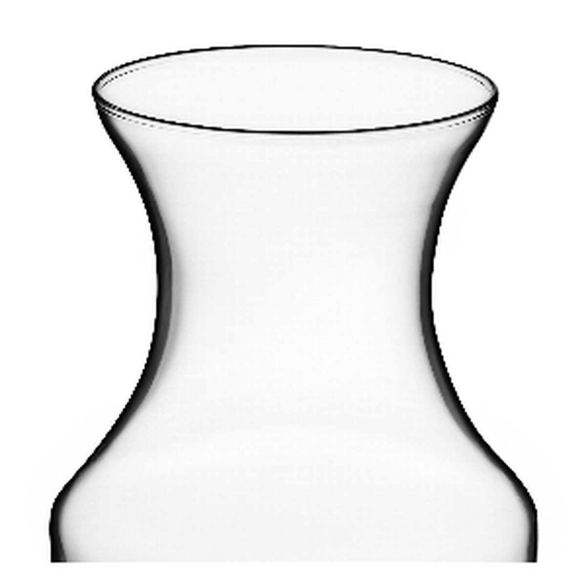 Close-up detail of the flared neck and round rim of the Libbey 719 glass cocktail decanter