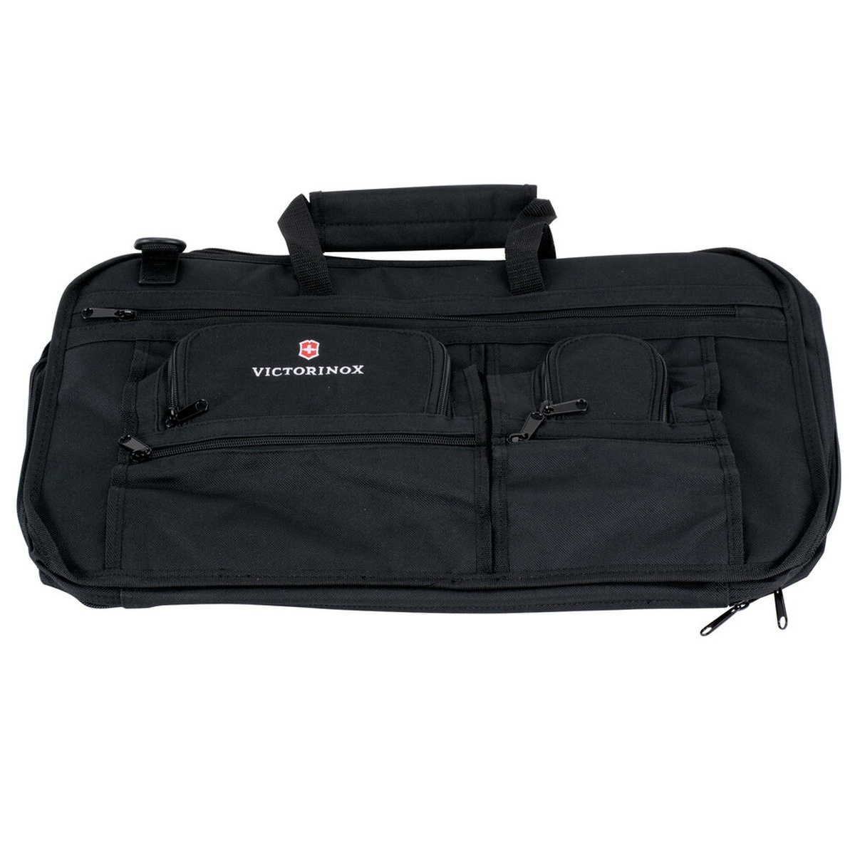 Victorinox executive knife case closed, front view showing zipper pockets and carry handle