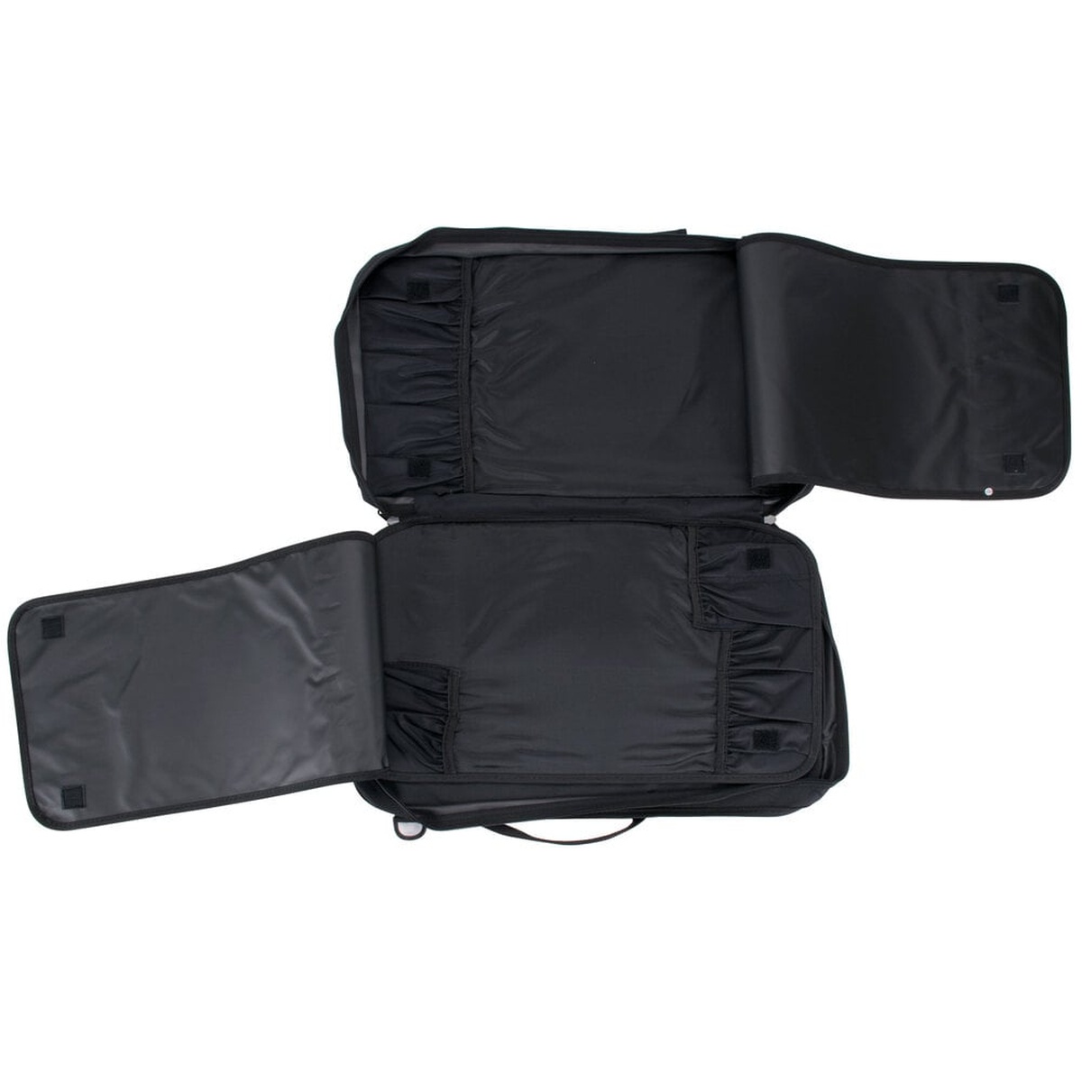 Victorinox knife case interior top-down view showing empty knife pockets and accessory compartments