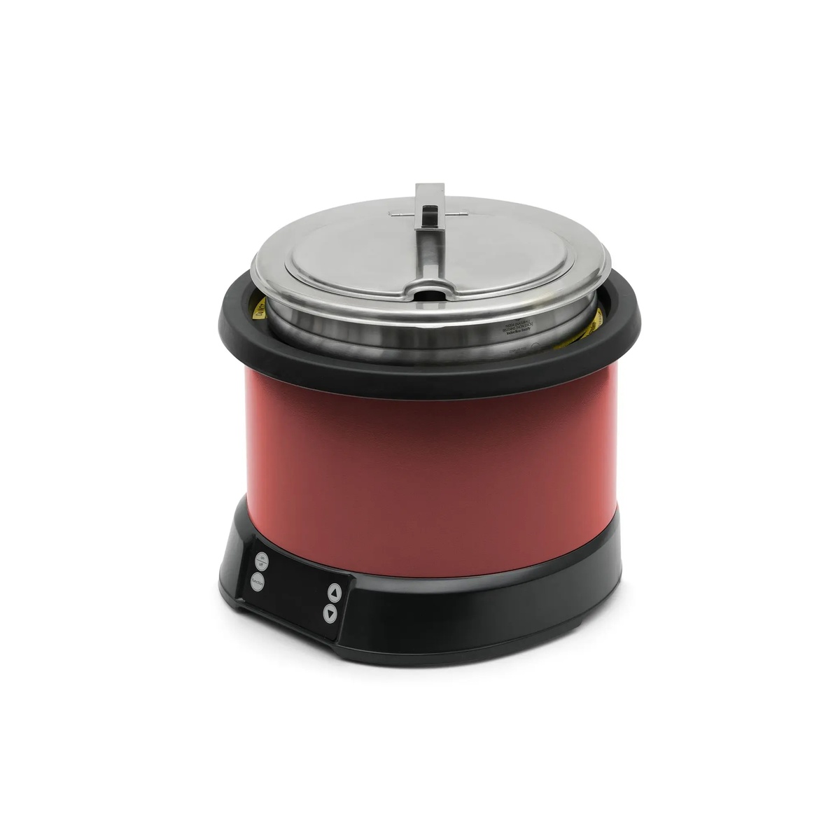 Vollrath 74110140 Mirage 11-quart red induction rethermalizer with stainless steel hinged cover and black digital control base