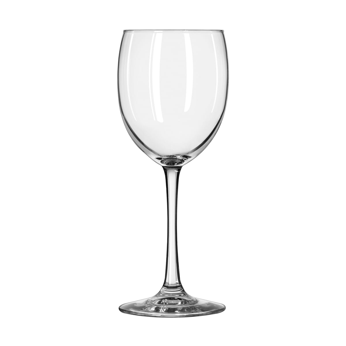 Libbey 7502 Vina 12 oz tall wine glass, clear, upright view showing rounded bowl and thin stem