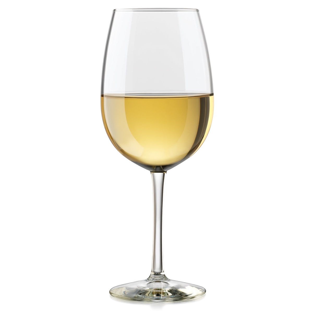 Libbey Vina 18.5 oz tall wine glass filled with white wine