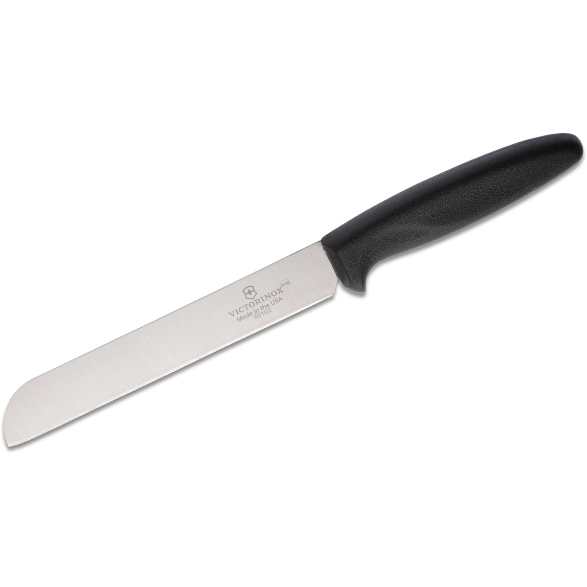 Victorinox 6.38 inch produce knife with black polypropylene handle and sheepsfoot blade