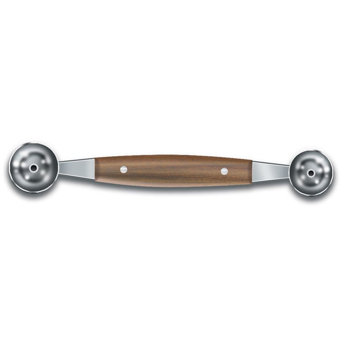 Victorinox 7.6160 double melon baller with rosewood handle and two stainless steel scoops of different sizes