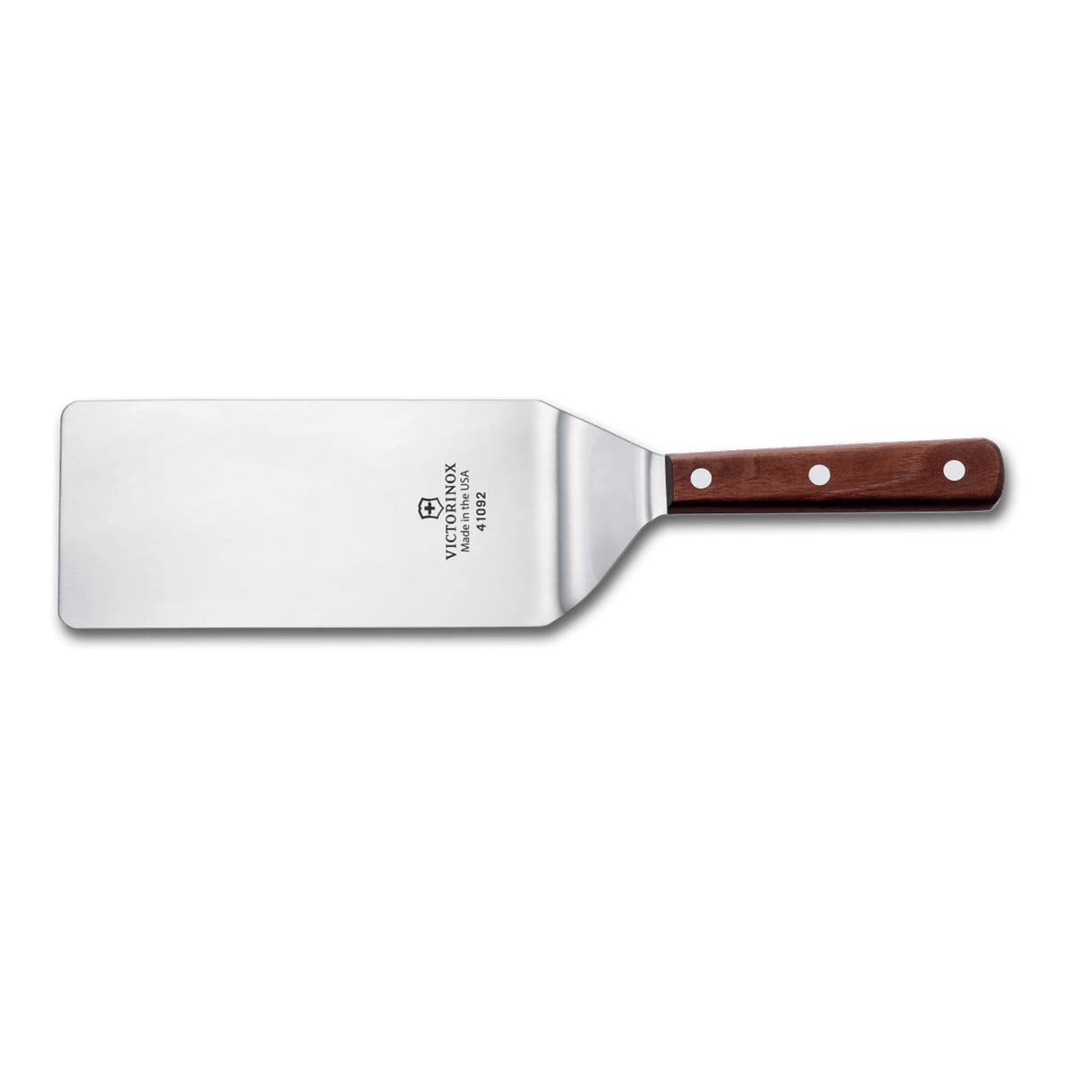 Victorinox 7.6259.19 stainless steel turner with brown walnut wood handle on white background