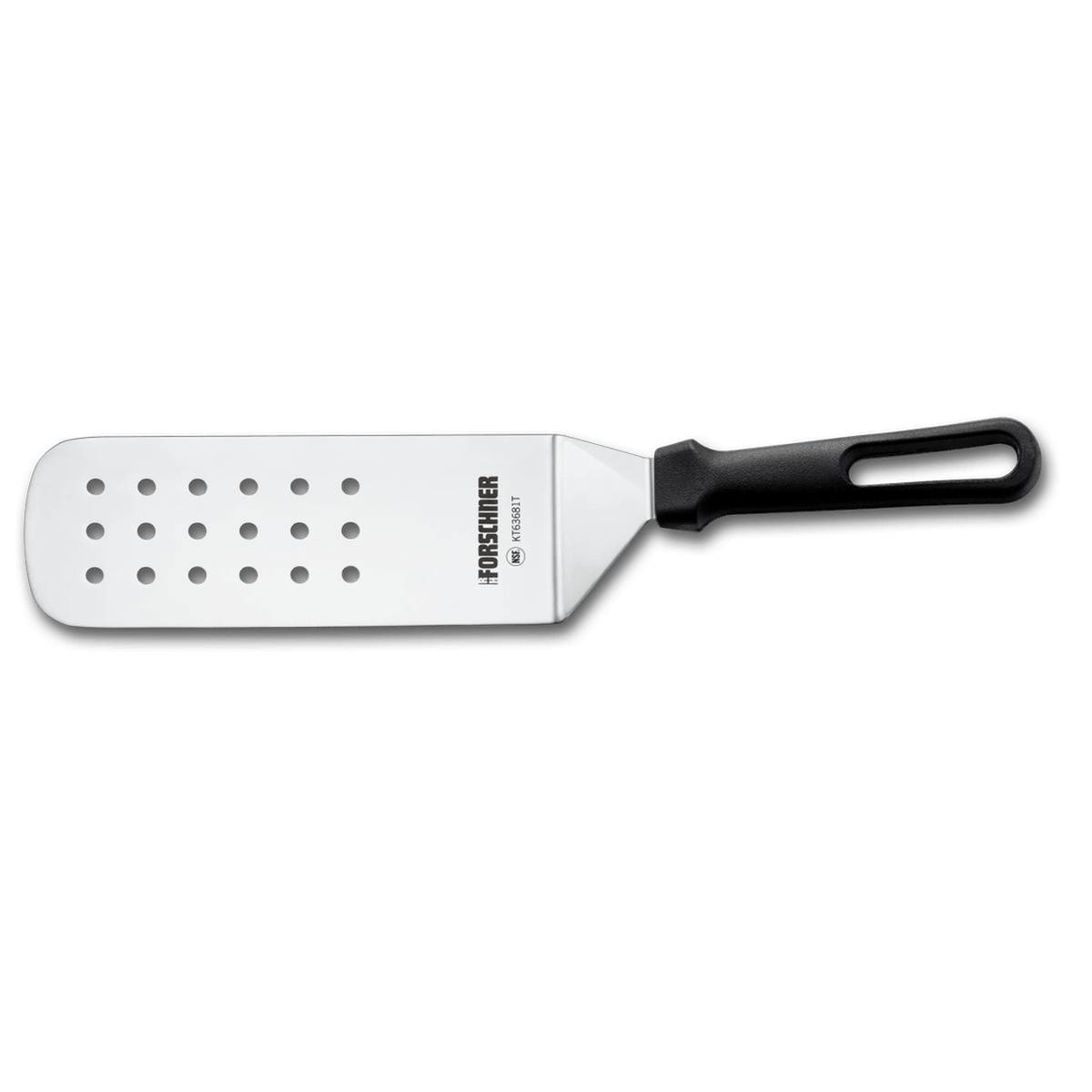 Victorinox perforated turner with stainless steel blade and black self-ventilating handle