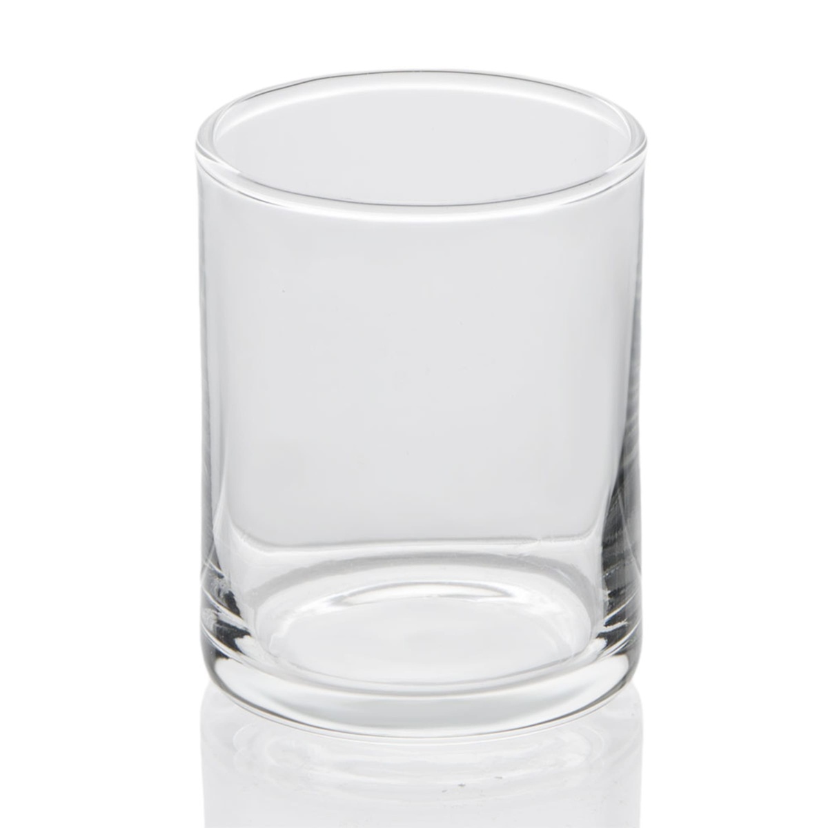 Libbey 763 votive glass angled view showing thick base and wide mouth opening