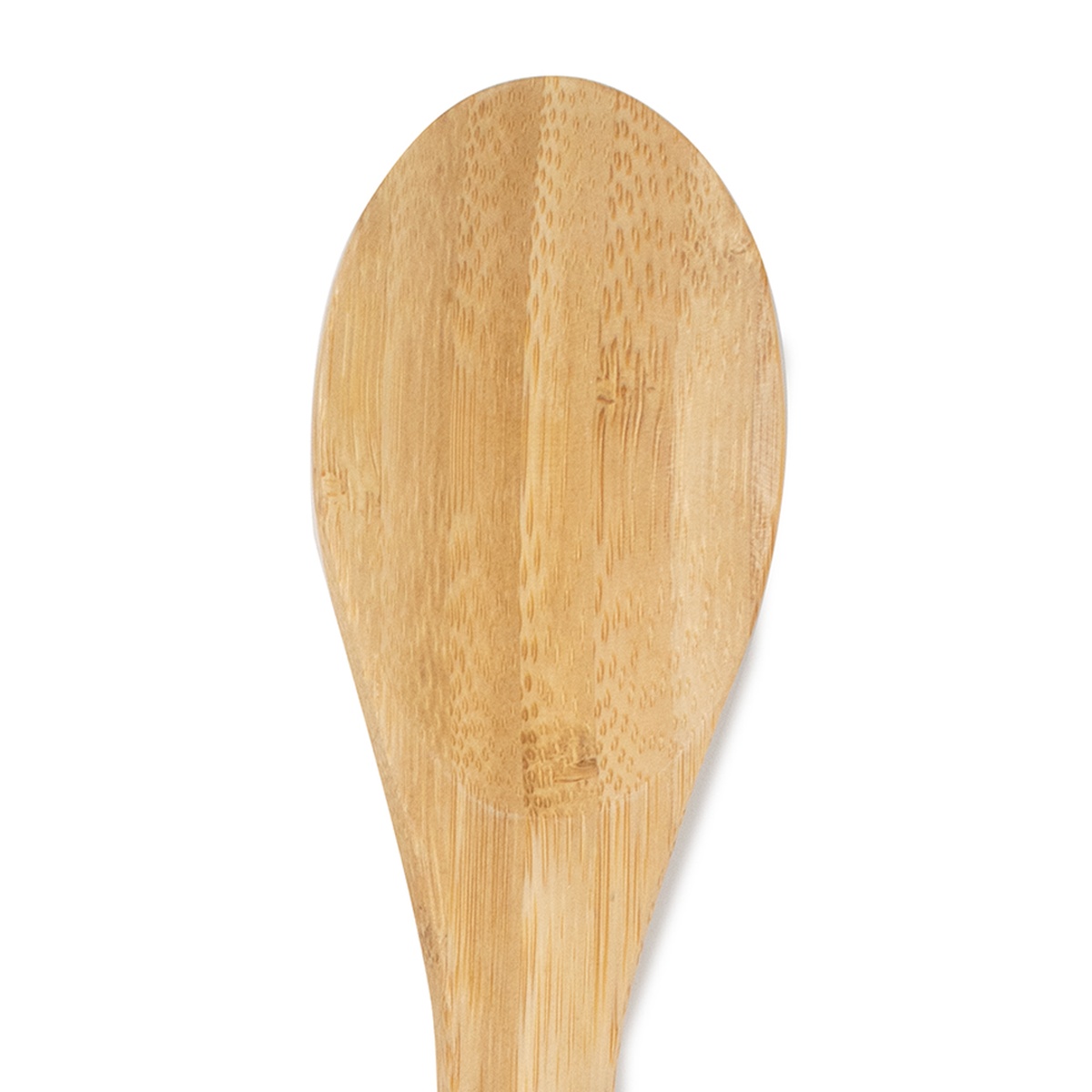 Close-up of the oval bamboo spoon head showing natural grain and texture