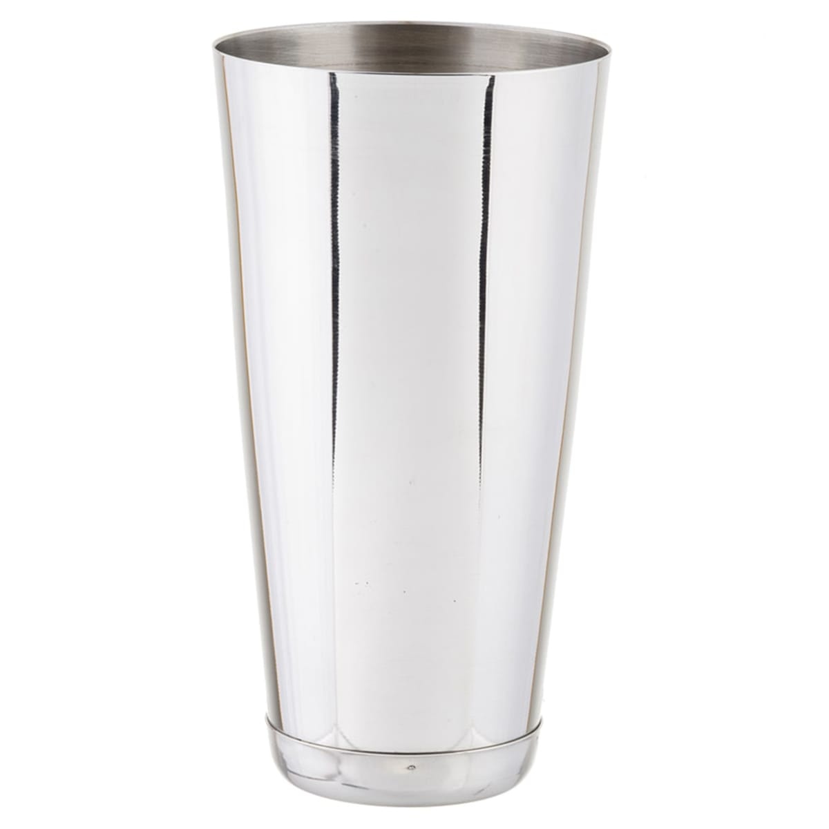Tablecraft 77 28 oz polished stainless steel bar cocktail shaker on white background