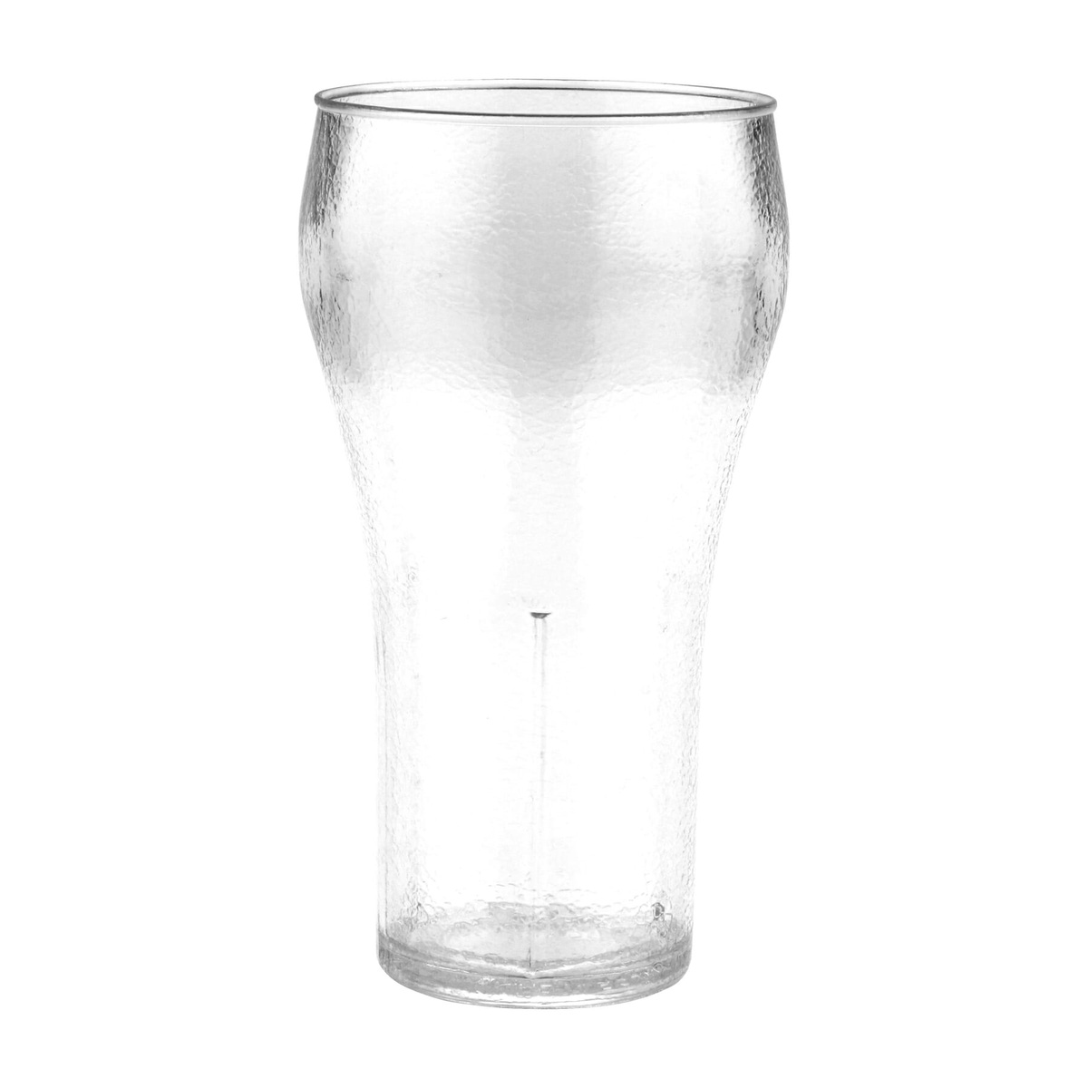 GET Enterprises 7716-1-CL clear bell tumbler, side view highlighting textured SAN plastic surface