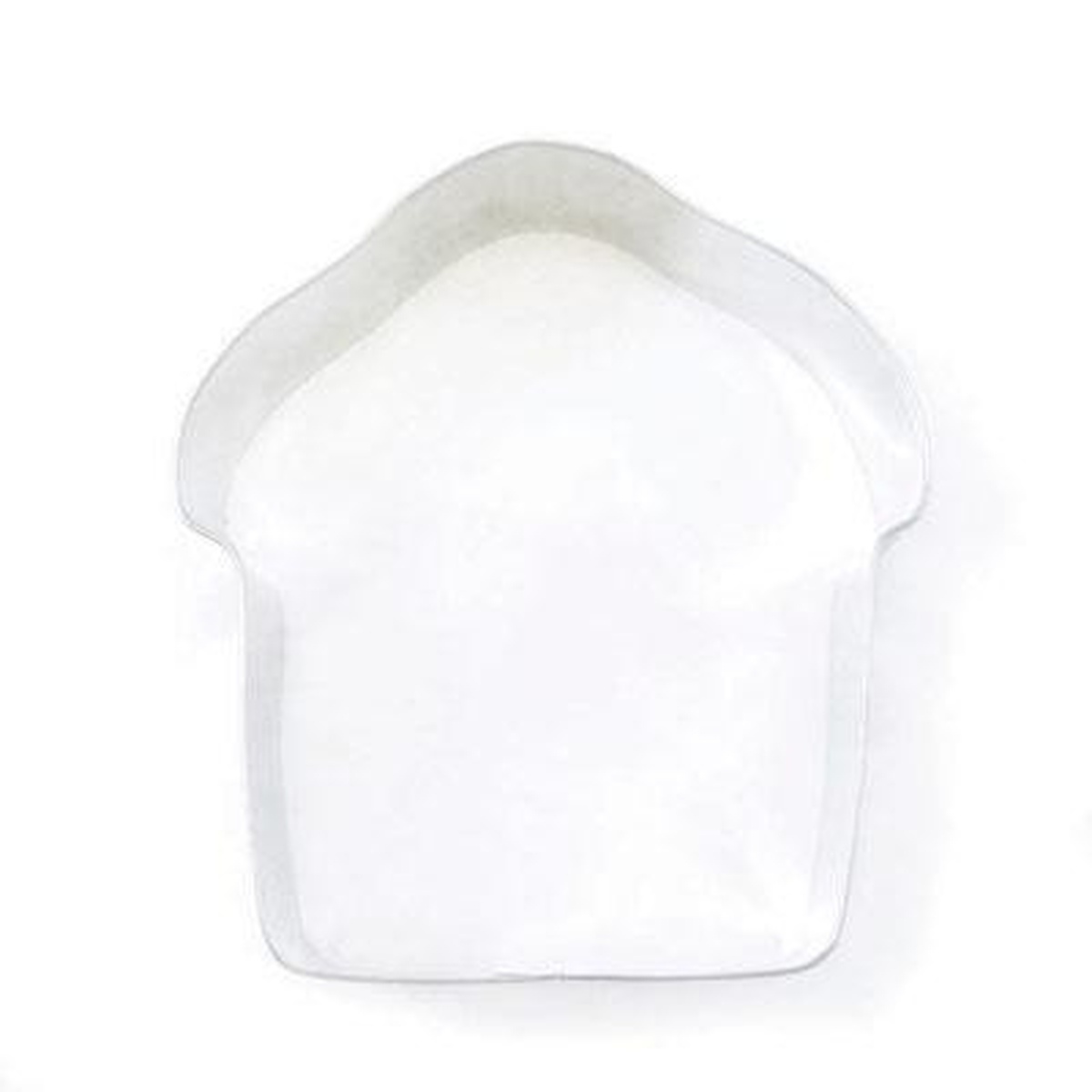 White metal cupcake-shaped cookie cutter with defined frosting and base silhouette