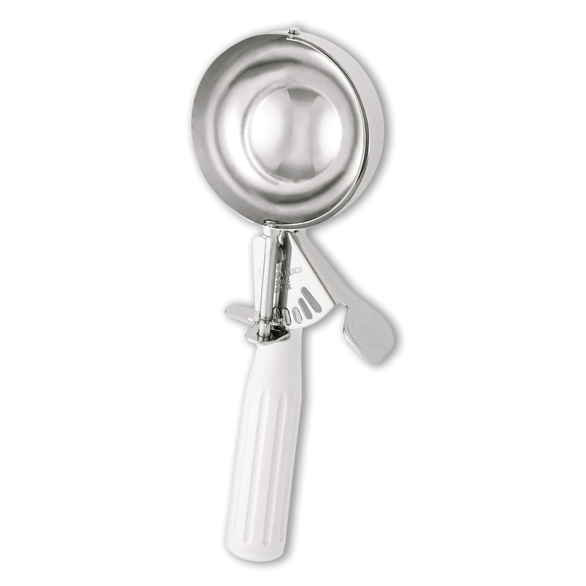 Hamilton Beach 78-06 disher top-down view showing stainless steel bowl and white ergonomic handle