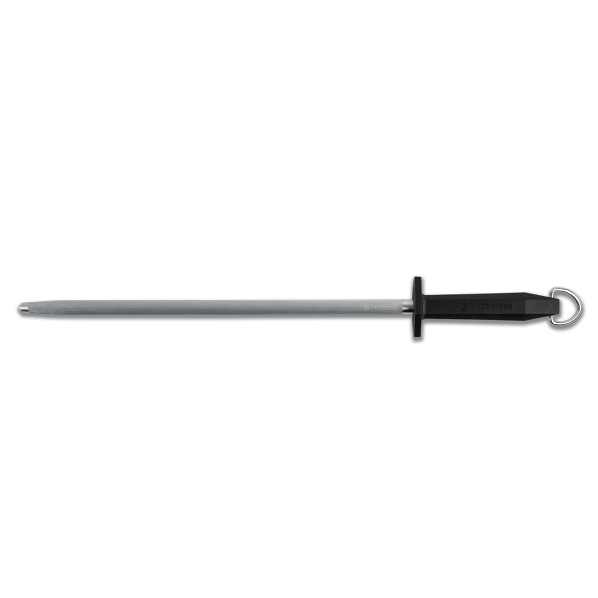 Victorinox 7.8991.17 12-inch oval diamond honing steel with black plastic handle and looped hanging ring