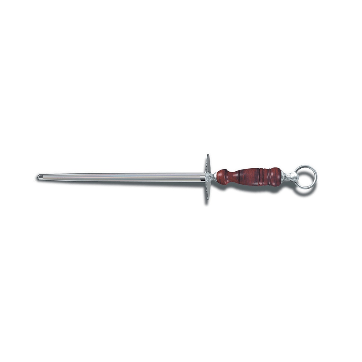 Victorinox 12 inch round sharpening steel with dark wood handle and hanging ring