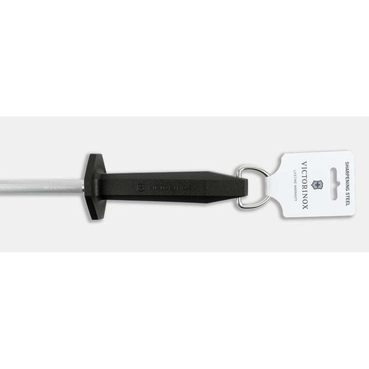 Close up of Victorinox sharpening steel handle and hanging ring
