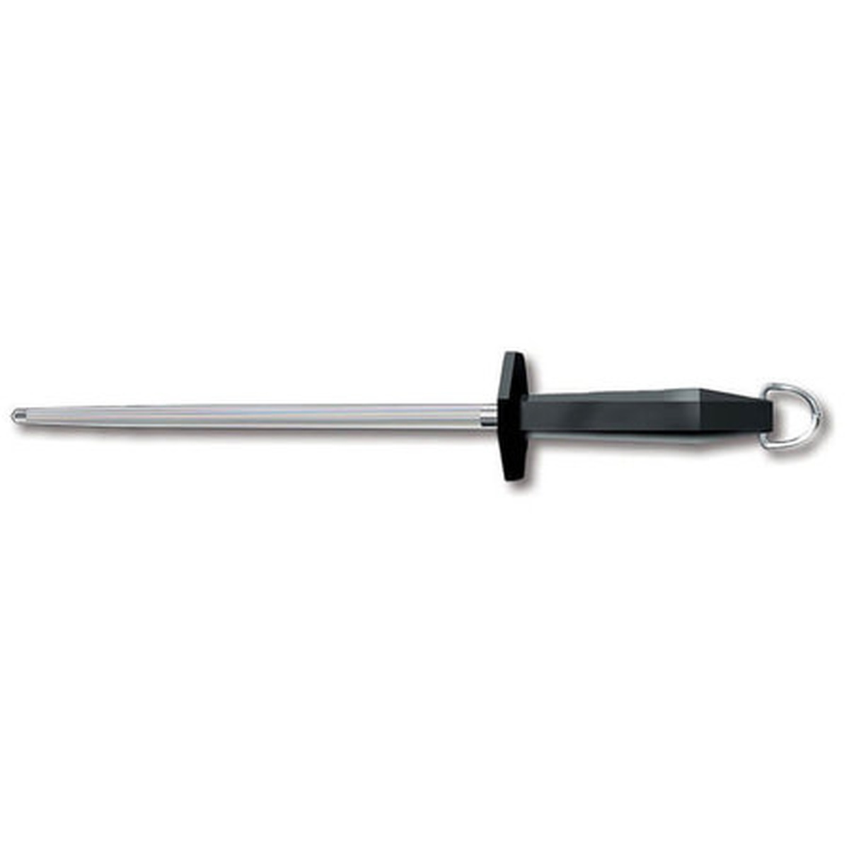 Victorinox 7.8991.4 10-inch combination cut sharpening steel with black plastic handle and loose hanging ring