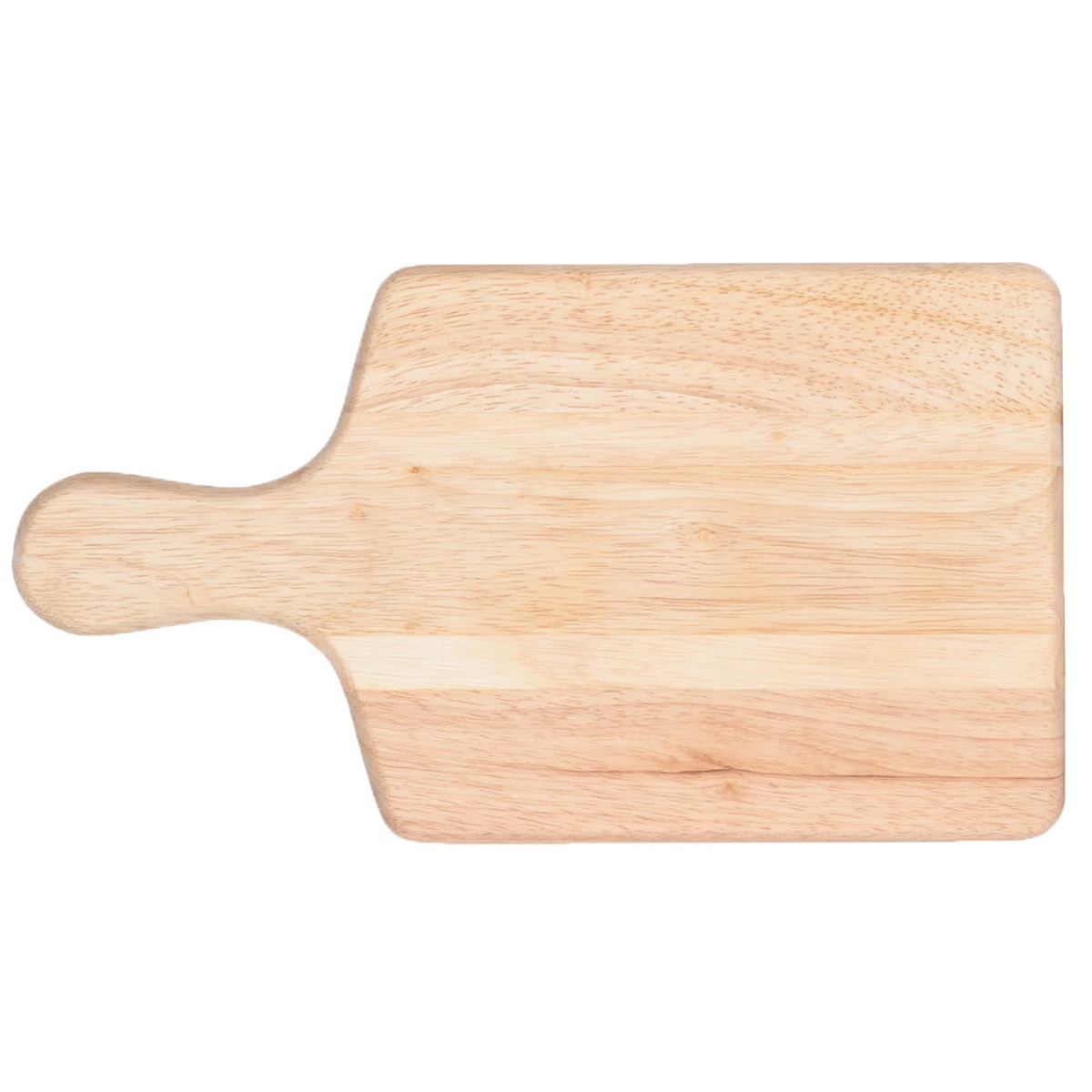 TableCraft 79 rubberwood bread and charcuterie board with rounded handle, top-down view on white background