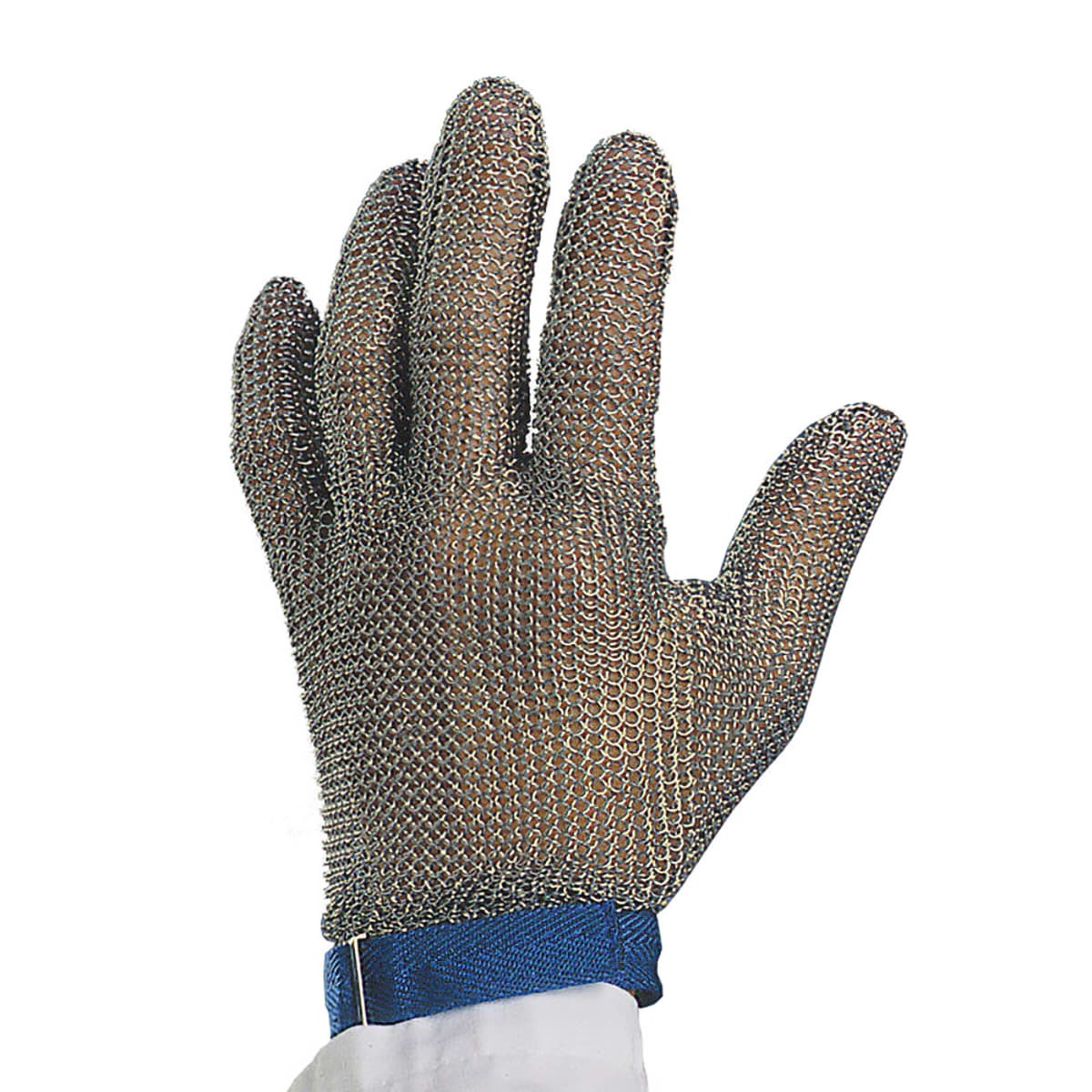 Victorinox Saf-T-Gard large stainless steel mesh cut-resistant glove with blue nylon wrist strap
