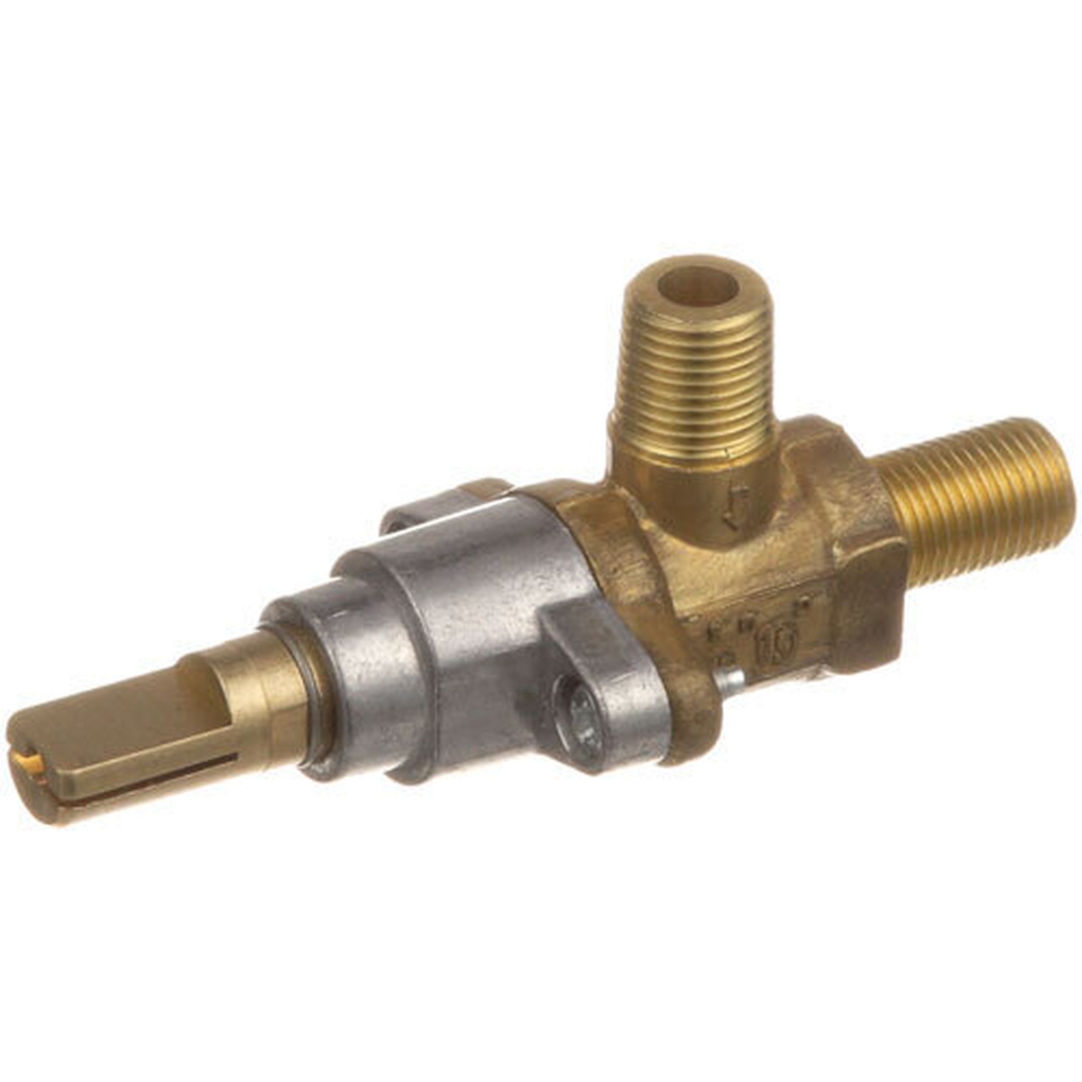 AllPoints 8010582 brass burner valve with 3/8-27 outlet and 1/8-inch NPT inlet for Garland Range