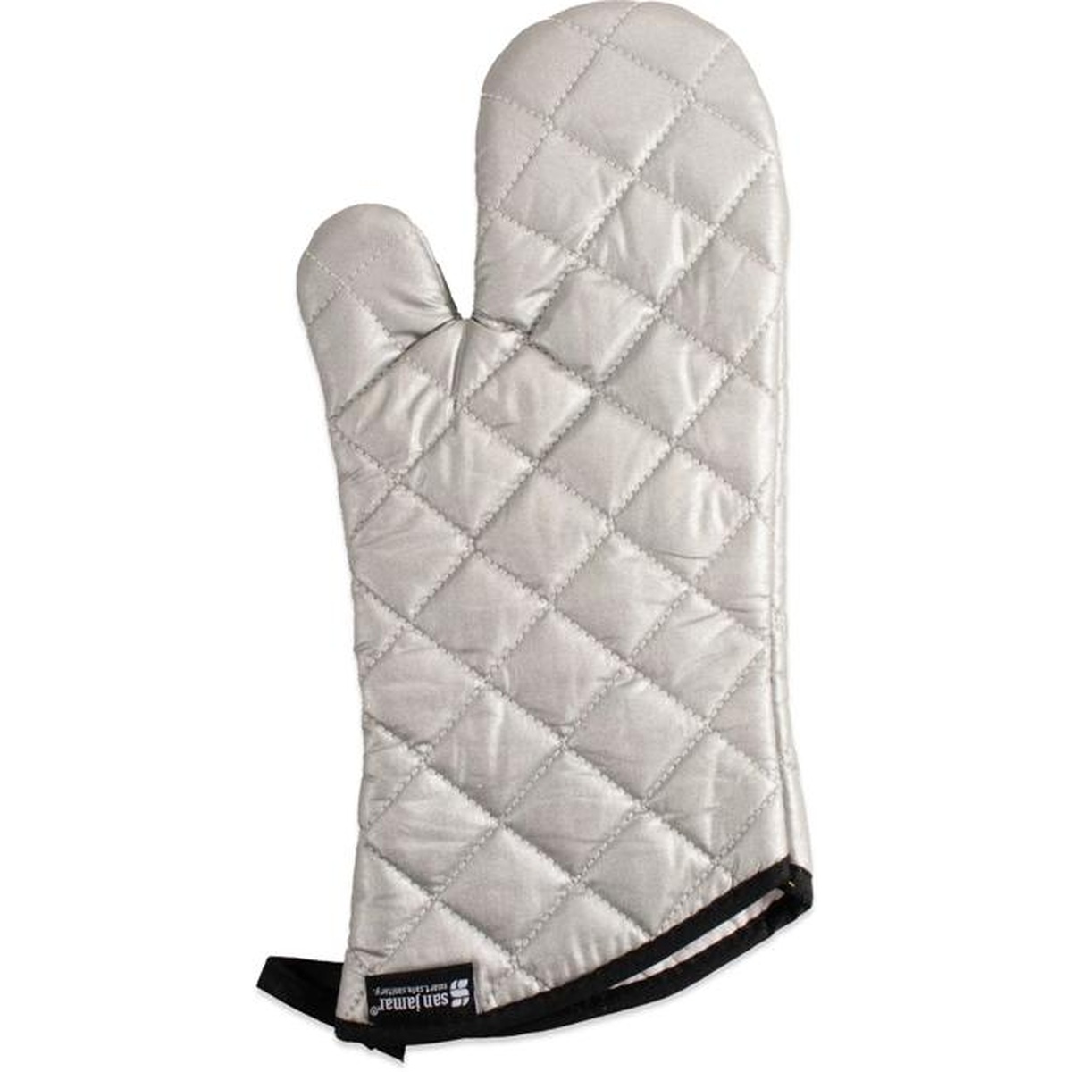 San Jamar 801SG15 15-inch silver silicone quilted oven freezer mitt with hanging loop