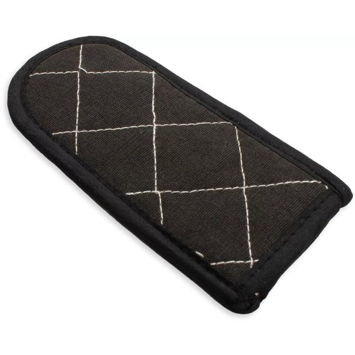 San Jamar BestGuard black quilted handle holder, angled view showing diamond-stitched exterior