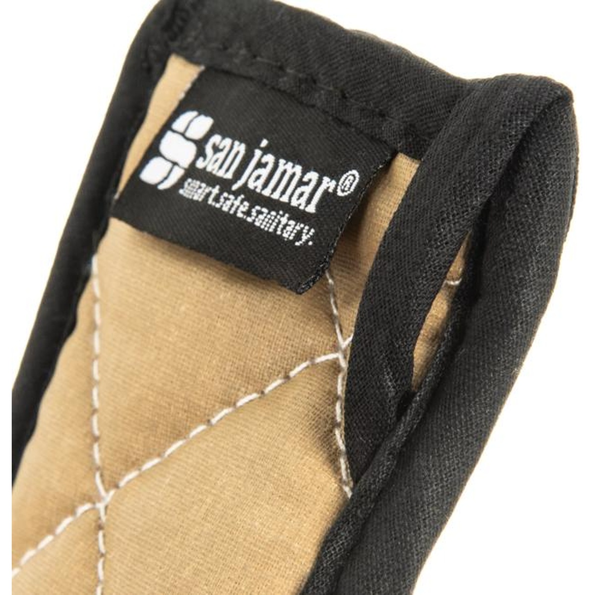 Close-up of San Jamar 804HH handle holder opening and label detail