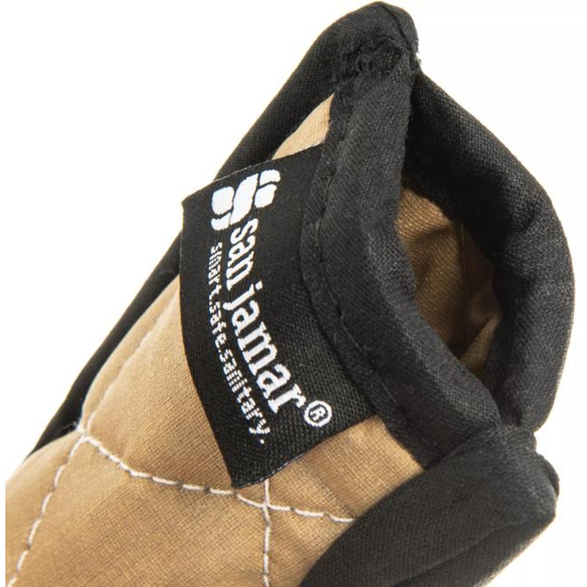 Close-up of San Jamar 804HH handle holder showing insulated pocket interior