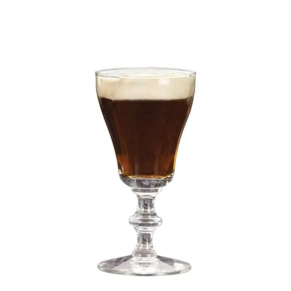 Libbey 8054 Georgian Irish Coffee glass filled with Irish coffee topped with cream