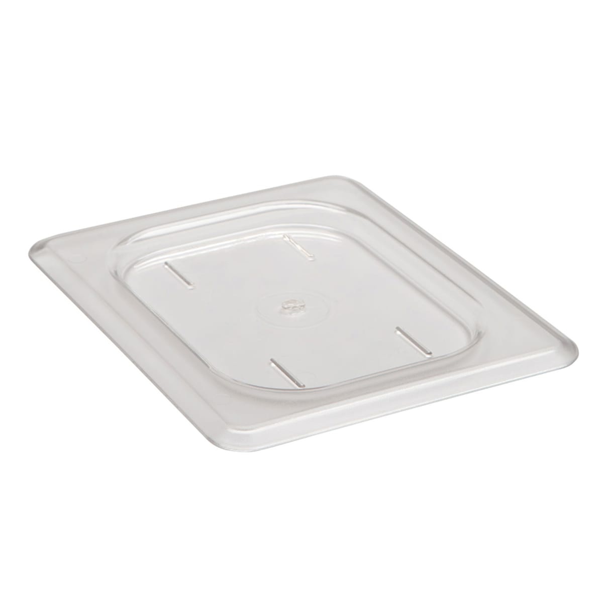 Cambro 80CWC135 clear polycarbonate 1/8 size flat food pan cover isolated on white background