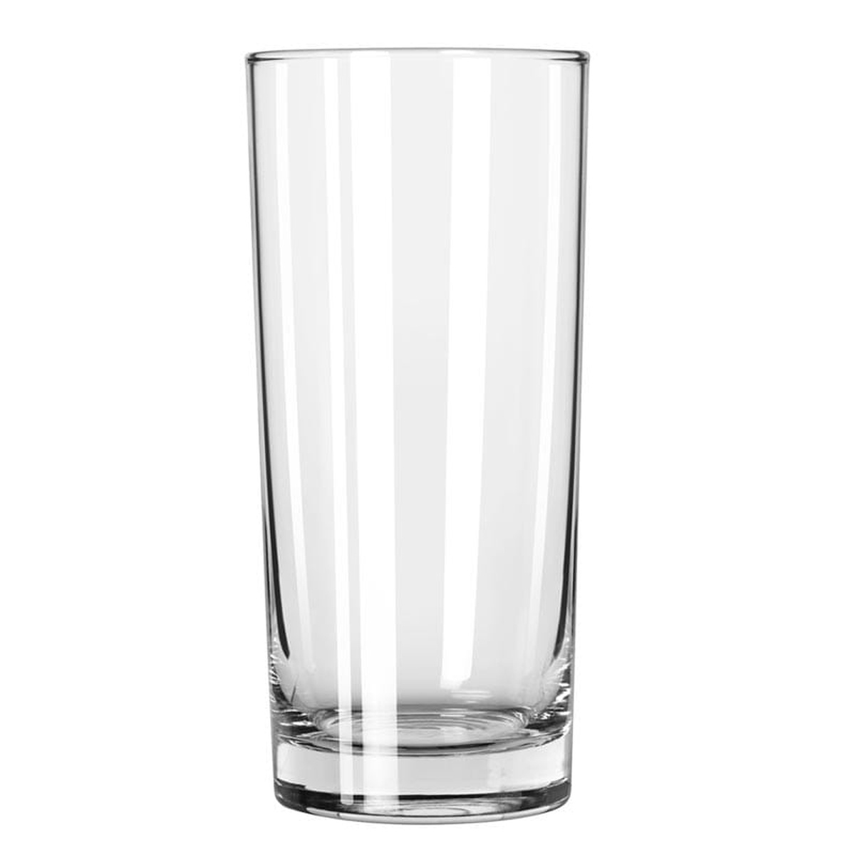 Libbey 817CD heavy base cooler glass, clear and empty, showing thick base and straight sides