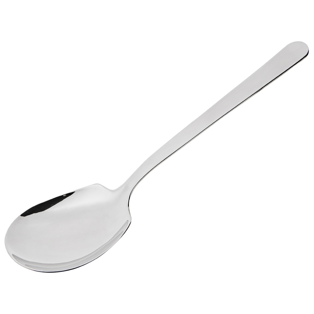 Browne USA Foodservice 818 New Era 8-inch stainless steel solid round bowl serving spoon with mirror finish