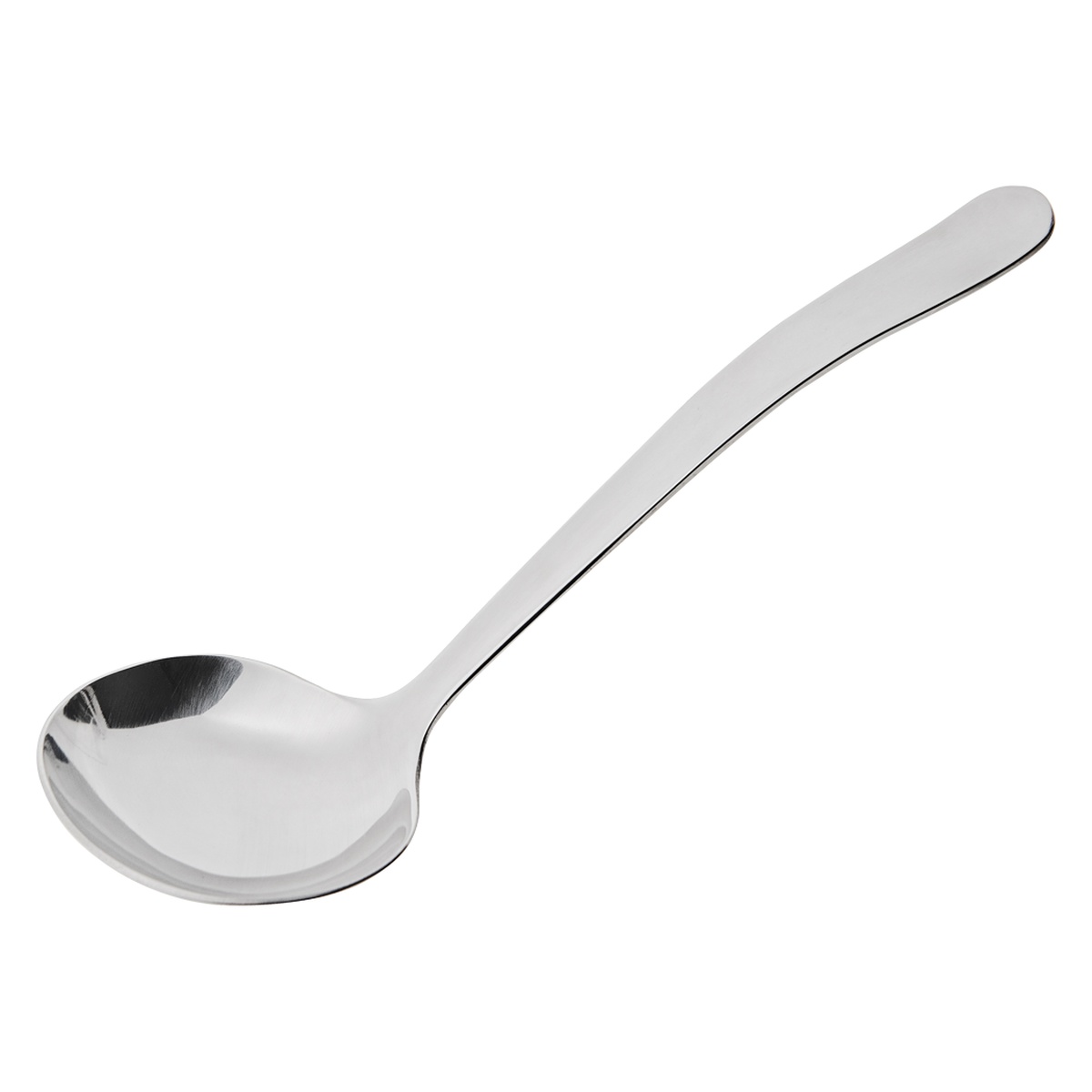 Browne 819 New Era stainless steel serving ladle with round bowl and mirror finish