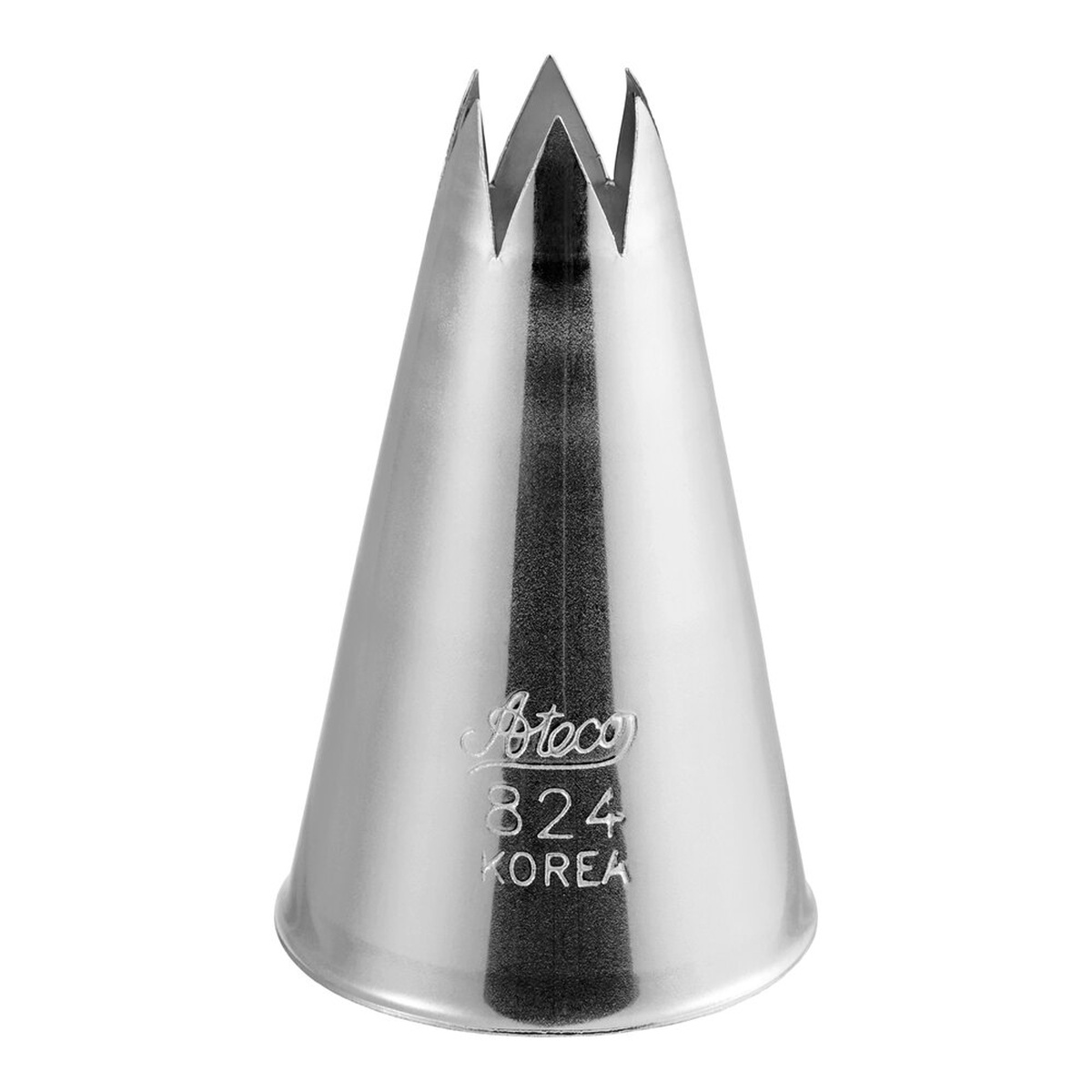 Ateco 824 open star stainless steel piping tip showing sharp star-cut opening