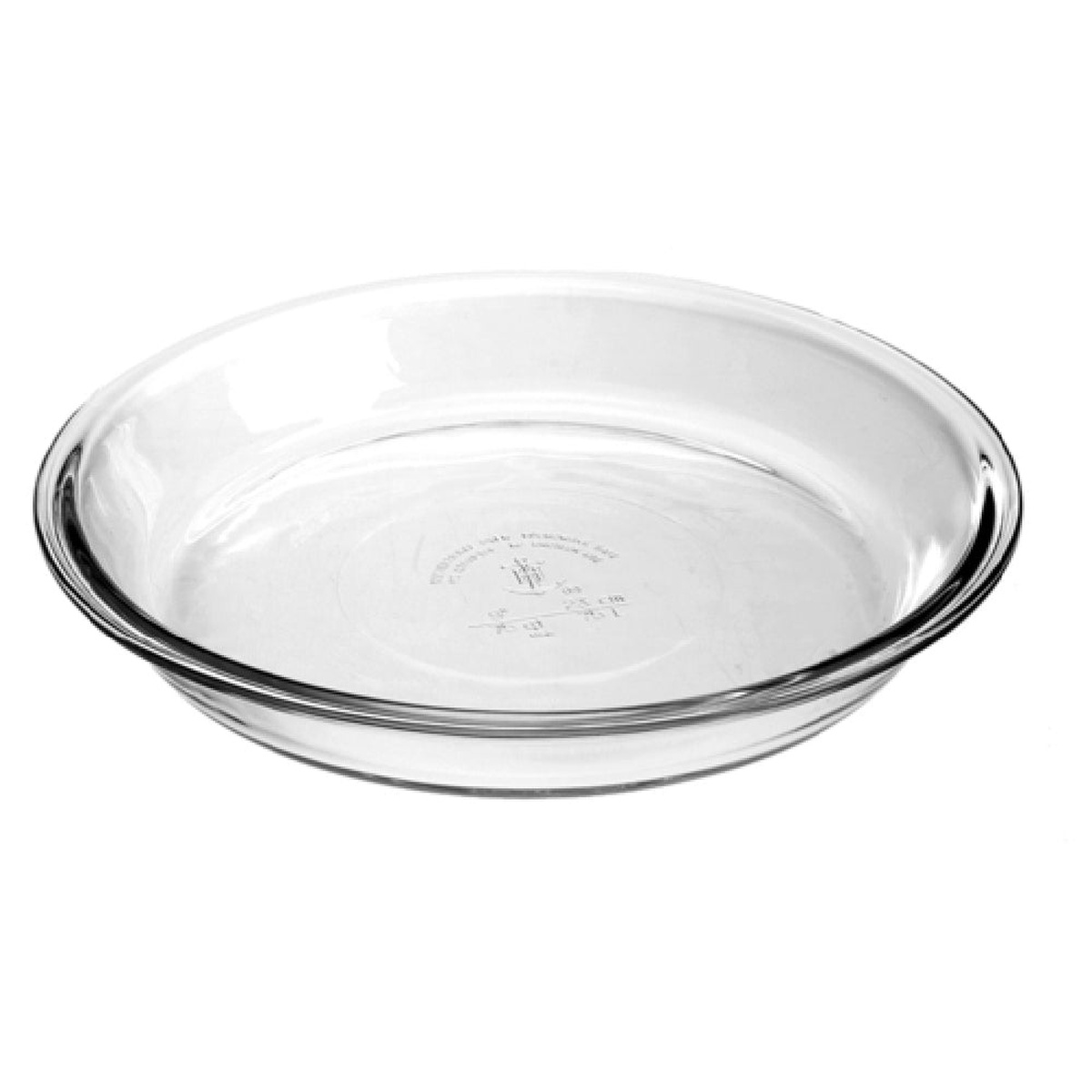 Anchor Hocking 82638AHG18 clear fully tempered glass 9-inch pie plate on white background