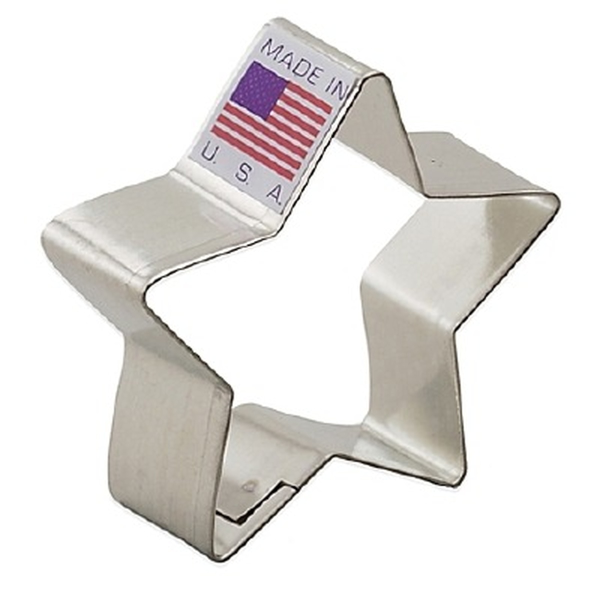 American Cookie Cutter Co. star-shaped metal cookie cutter with Made in USA label