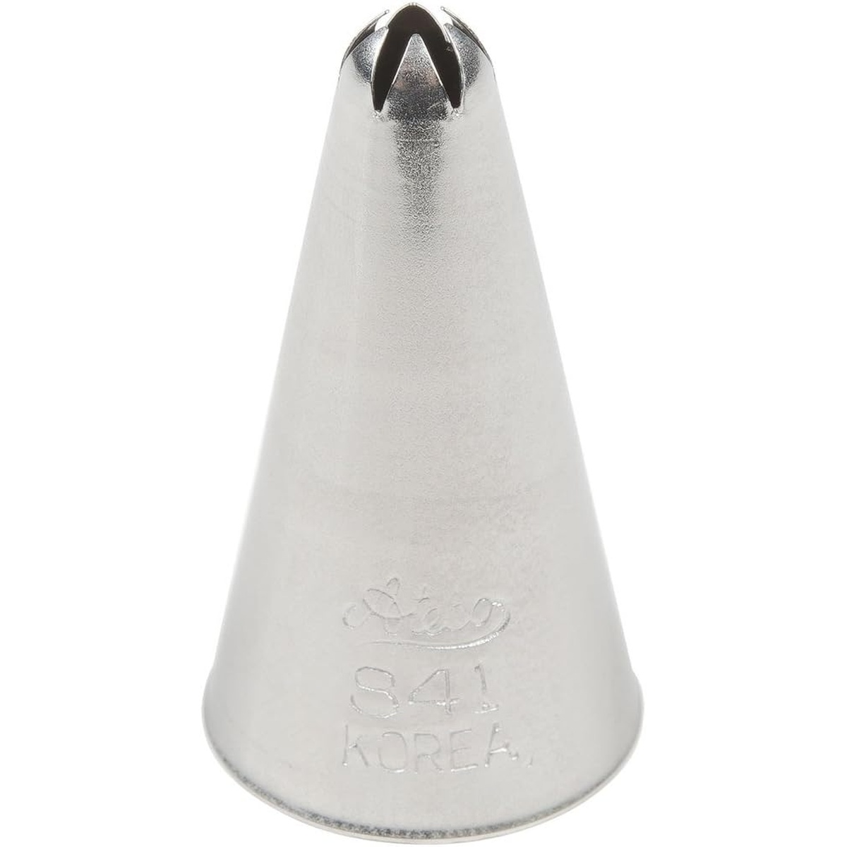 Ateco 841 closed star stainless steel piping tip showing the star-cut opening at the top
