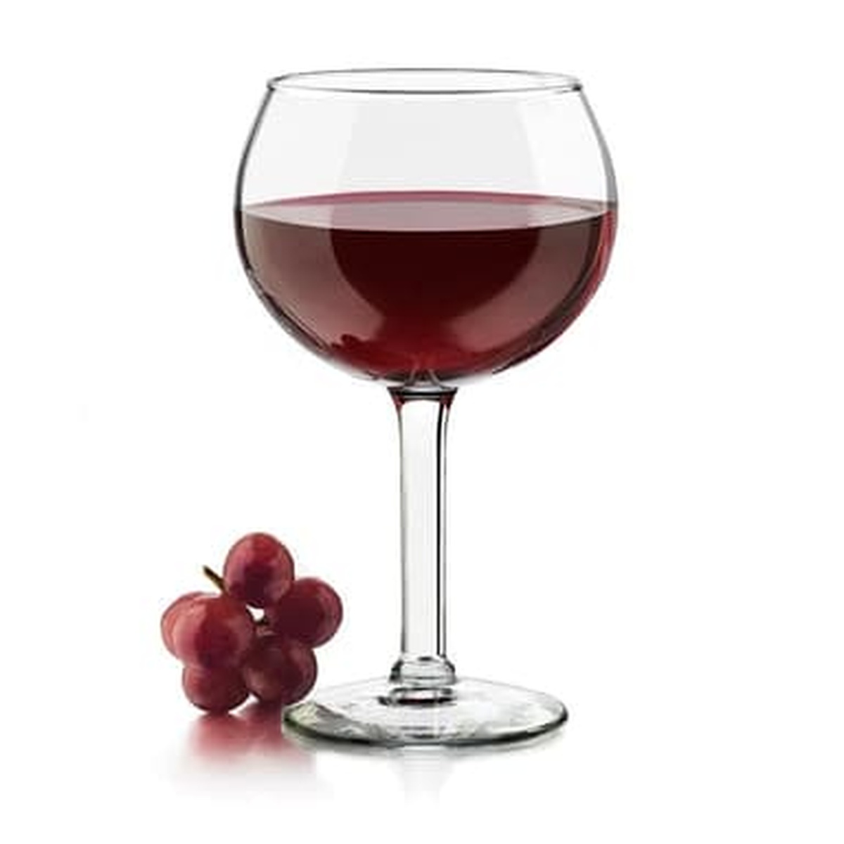 Libbey 8415 Citation Gourmet round wine glass filled with red wine on white background