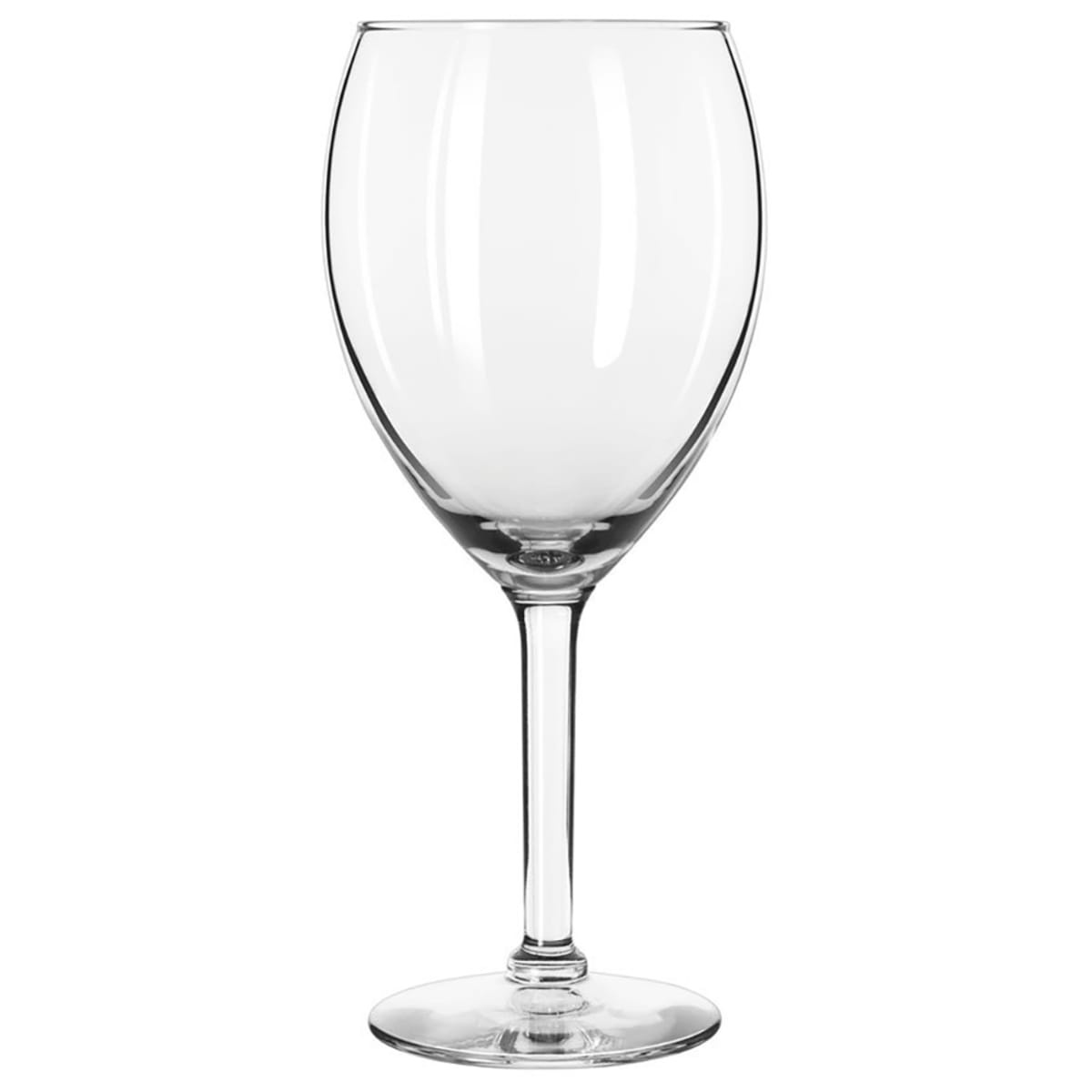 Libbey 8416 Vino Grande 16 oz clear wine glass with round bowl, slender stem, and wide base