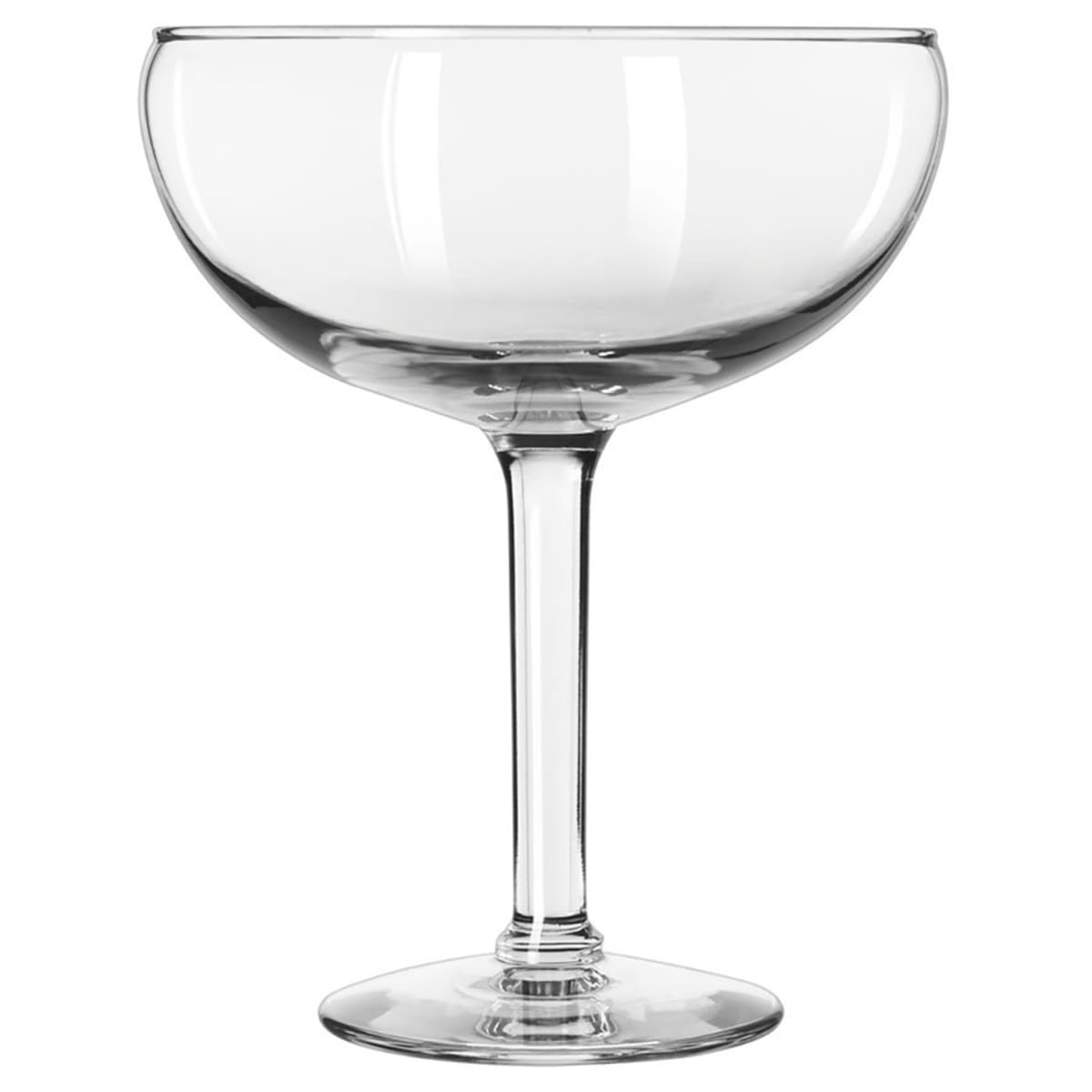 Libbey 8417 Fiesta Grande 16 3/4 oz clear glass margarita glass with wide bowl, slender stem, and round base on white background