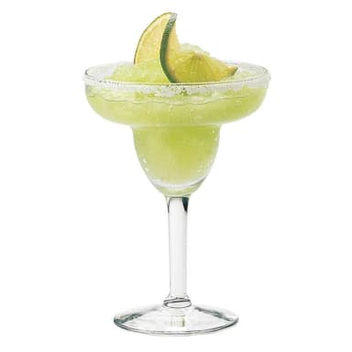 Libbey 8429 Citation Gourmet glass with frozen lime margarita and a lime wedge garnish