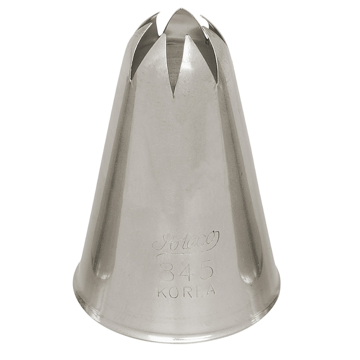 Ateco 845 closed star stainless steel pastry piping tip, engraved with brand name and model number